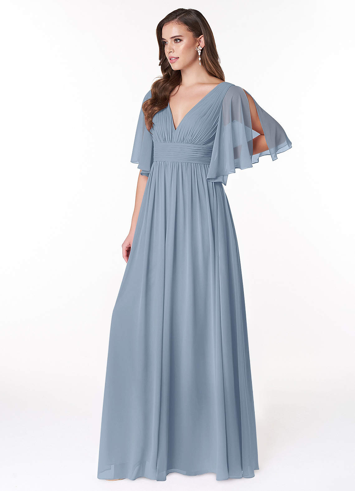 Temeka A-Line V-Neck Chiffon Bridesmaid Dress in dusty blue