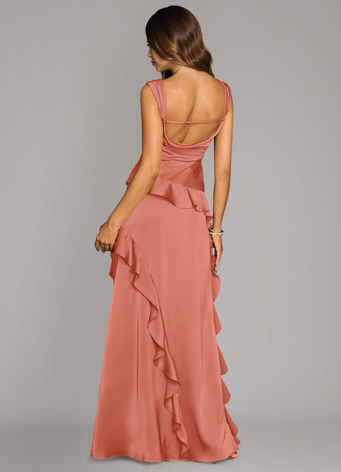 Sloane A-Line Sweetheart Stretch Satin Bridesmaid Dress in Salmon Pink