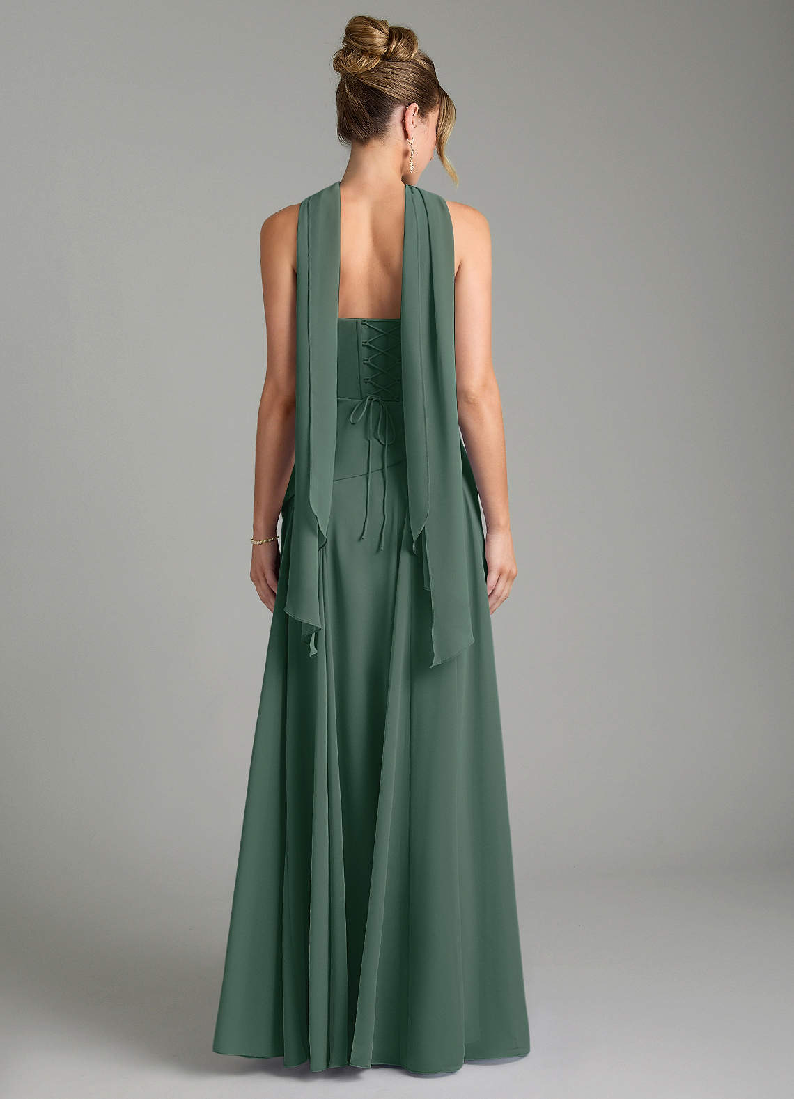 Gabriela A-Line Cowl-Neck Chiffon Bridesmaid Dress in Sea Moss