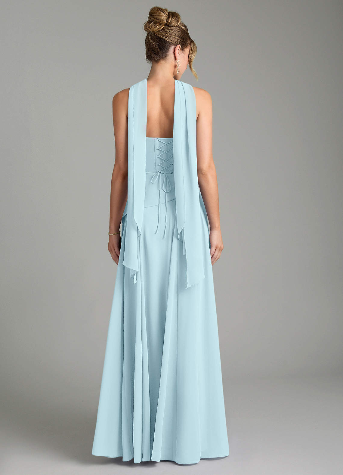 Gabriela A-Line Cowl-Neck Chiffon Bridesmaid Dress in Cloud Blue