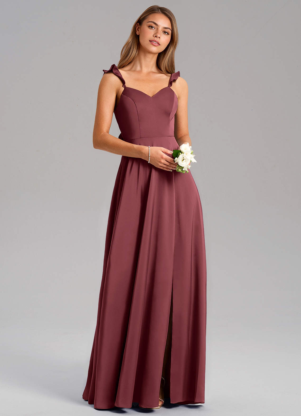 Everett A-Line V-Neck Chiffon Bridesmaid Dress in Merlot