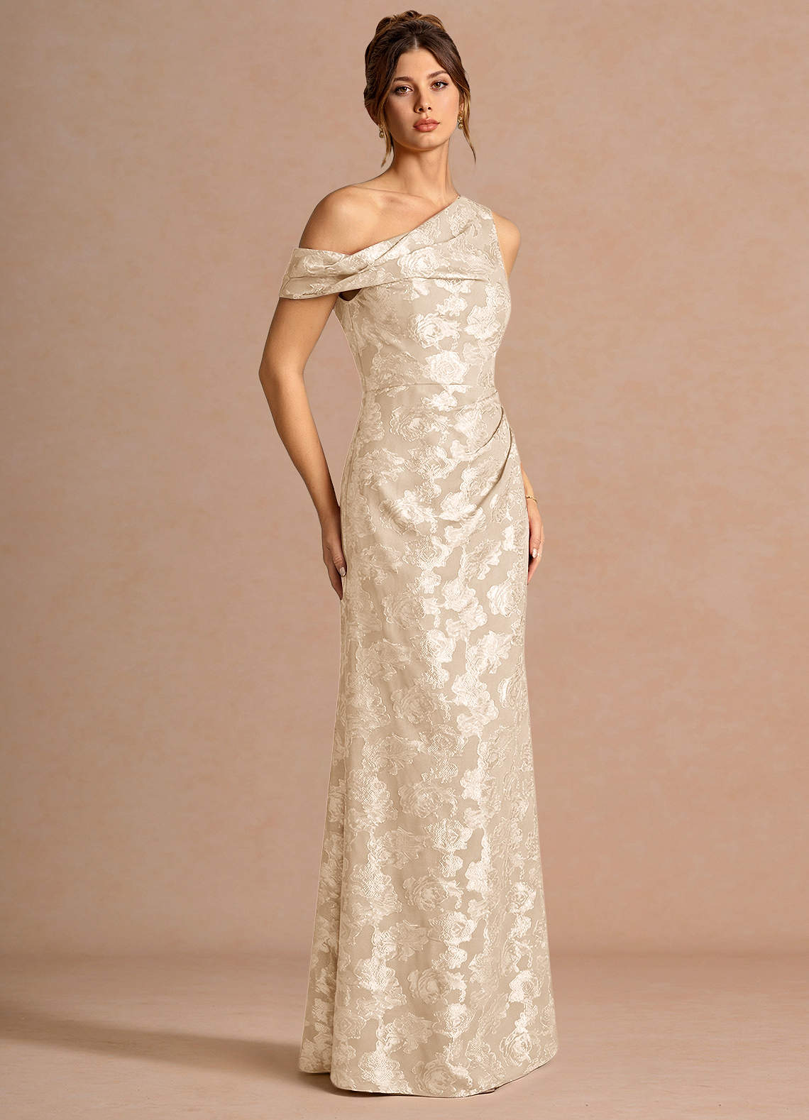 Kismet Mermaid One-Shoulder Fil Coupé Wedding Guest Dress in Lemon Sorbet
