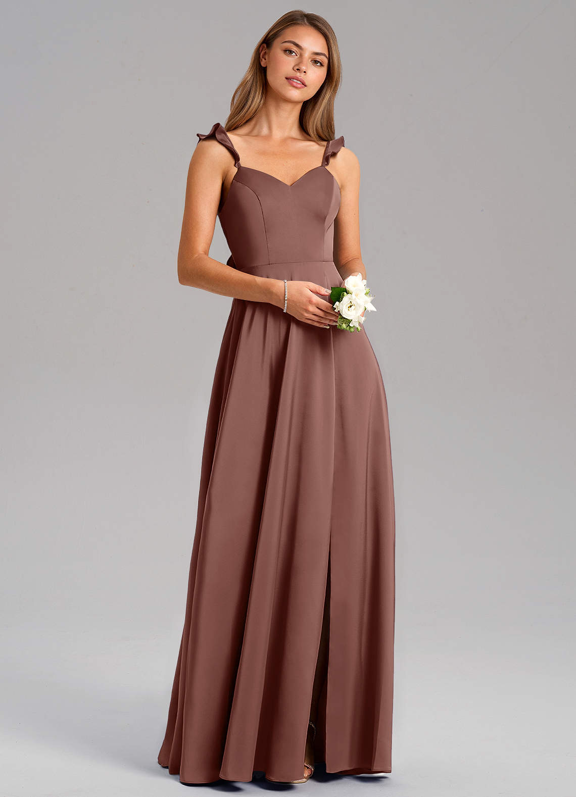 Everett A-Line V-Neck Chiffon Bridesmaid Dress in Espresso