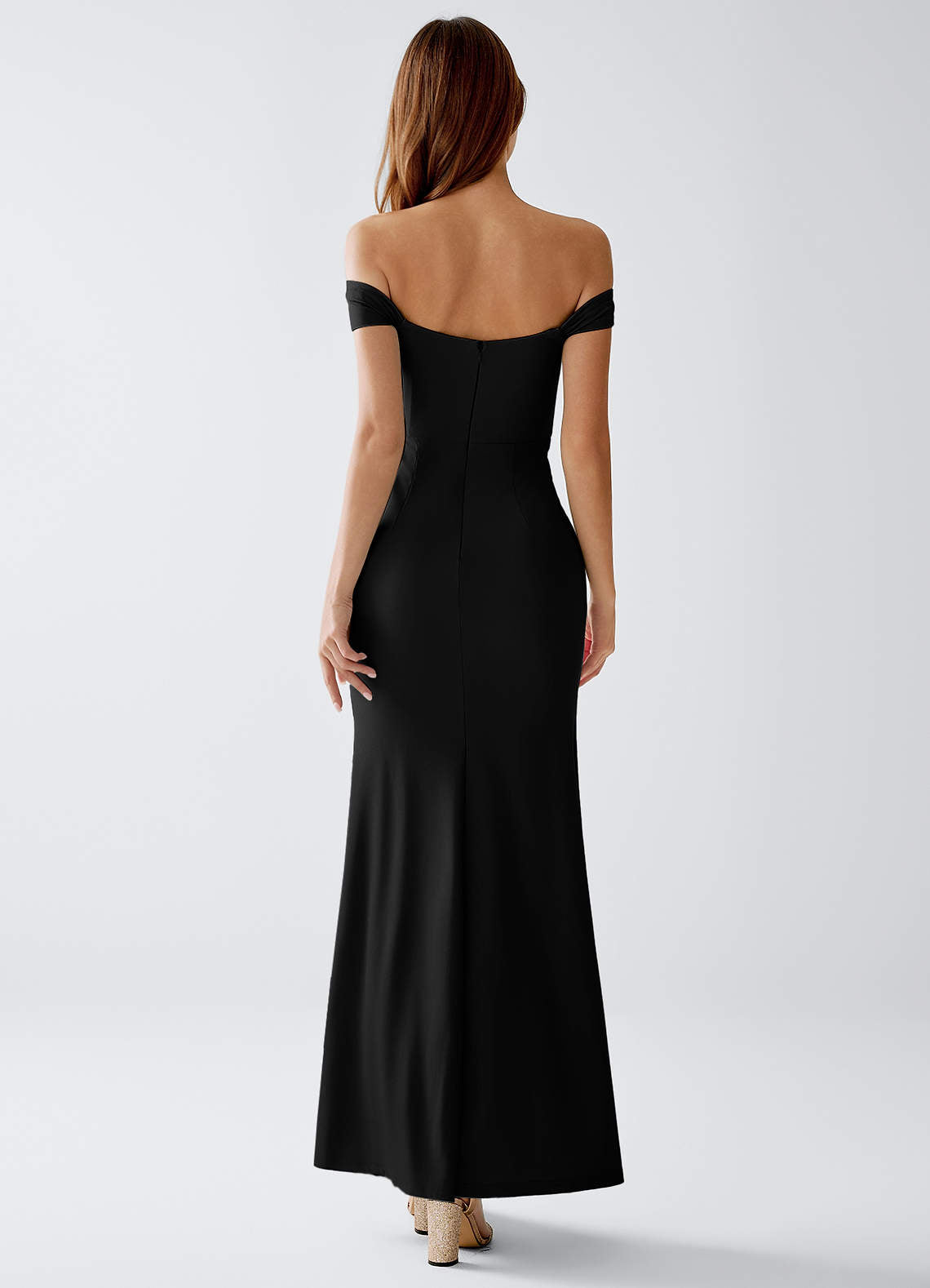 Crala Sheath Corset Stretch Knit Evening Dress in Black