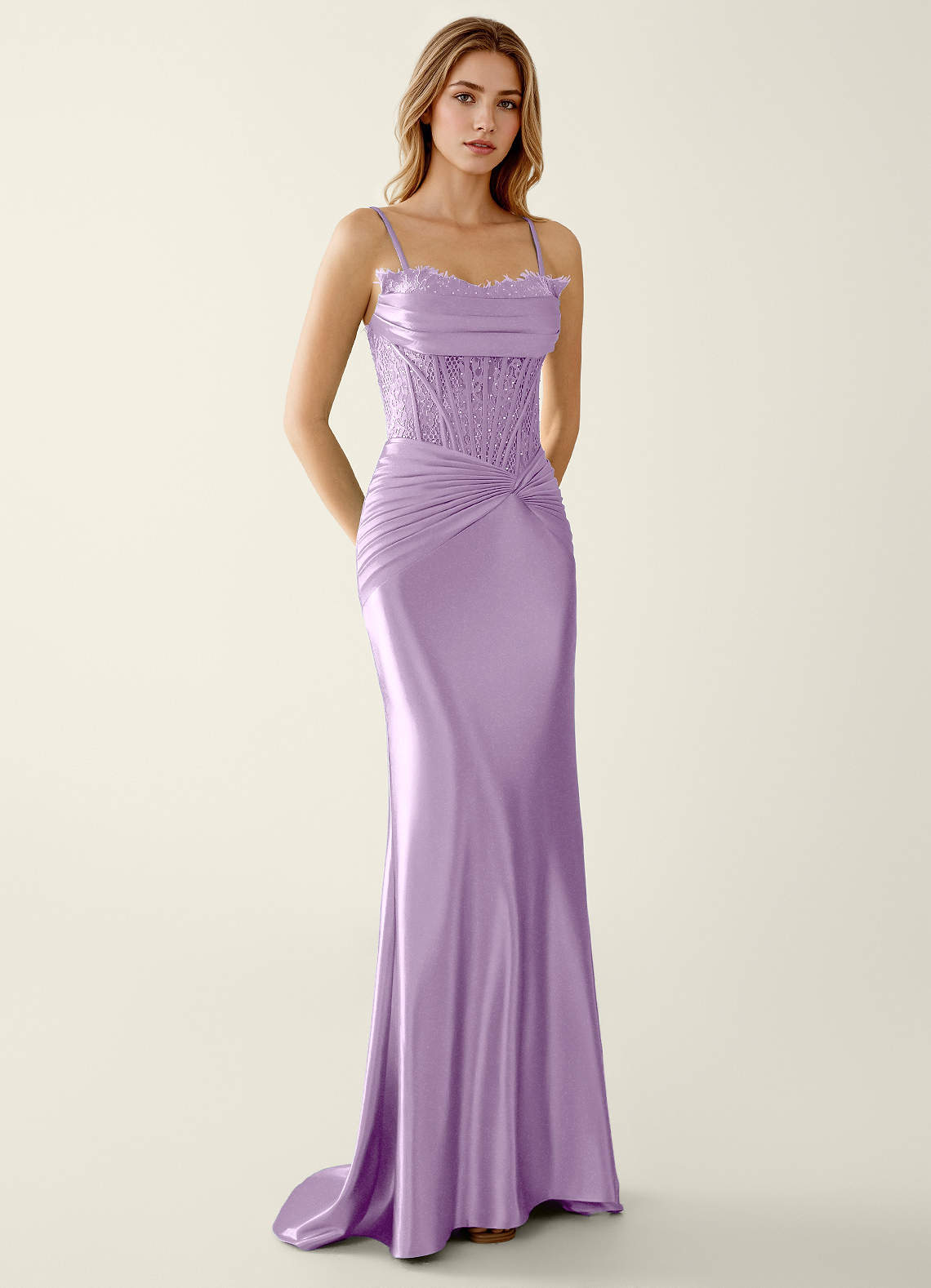Sasha Mermaid Strapless Stretch Satin Evening Dress in Wisteria