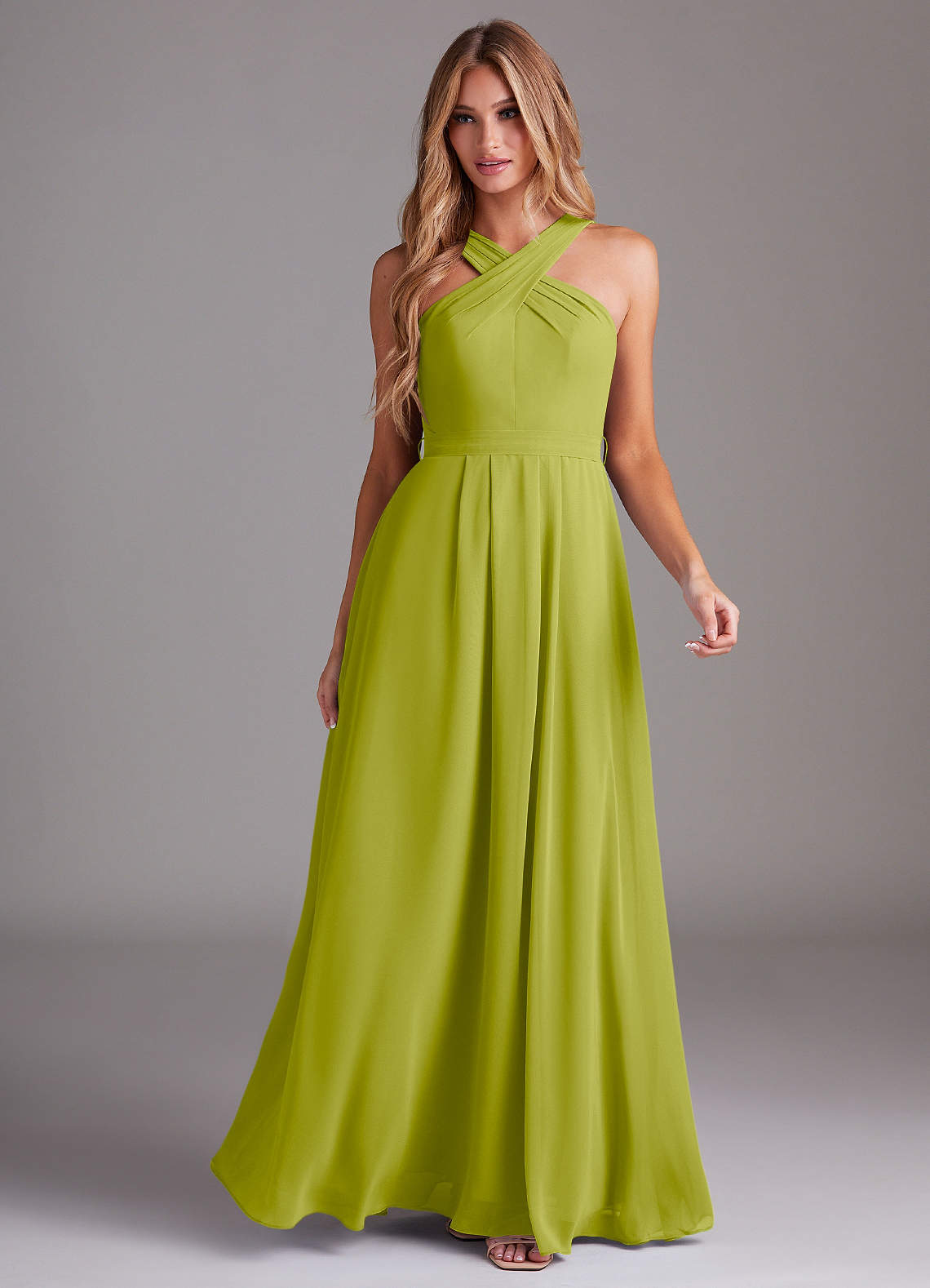 Dixie A-Line Halter Chiffon Bridesmaid Dress in Lemongrass