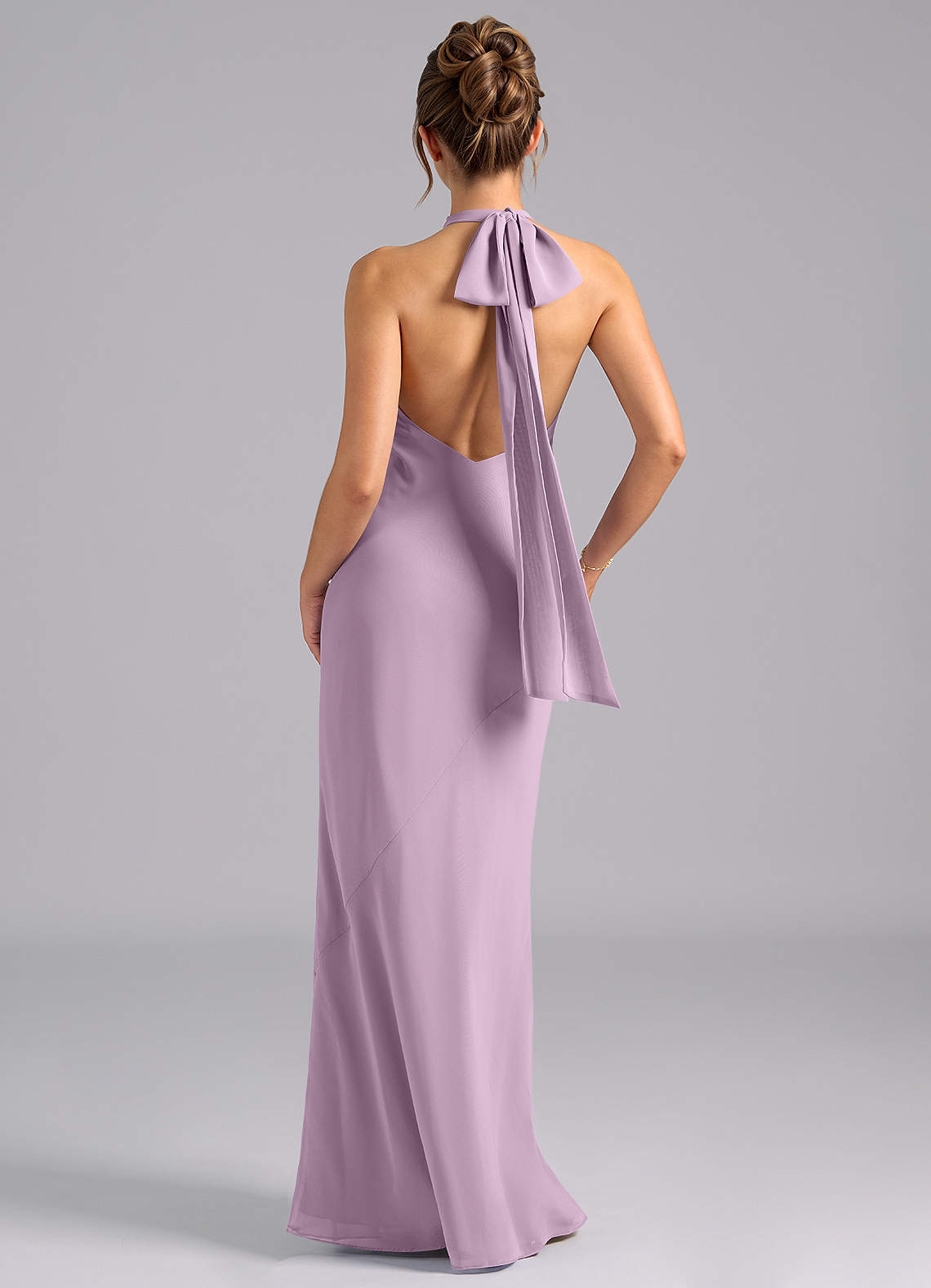 Velli Mermaid Halter Chiffon Bridesmaid Dress in Wisteria