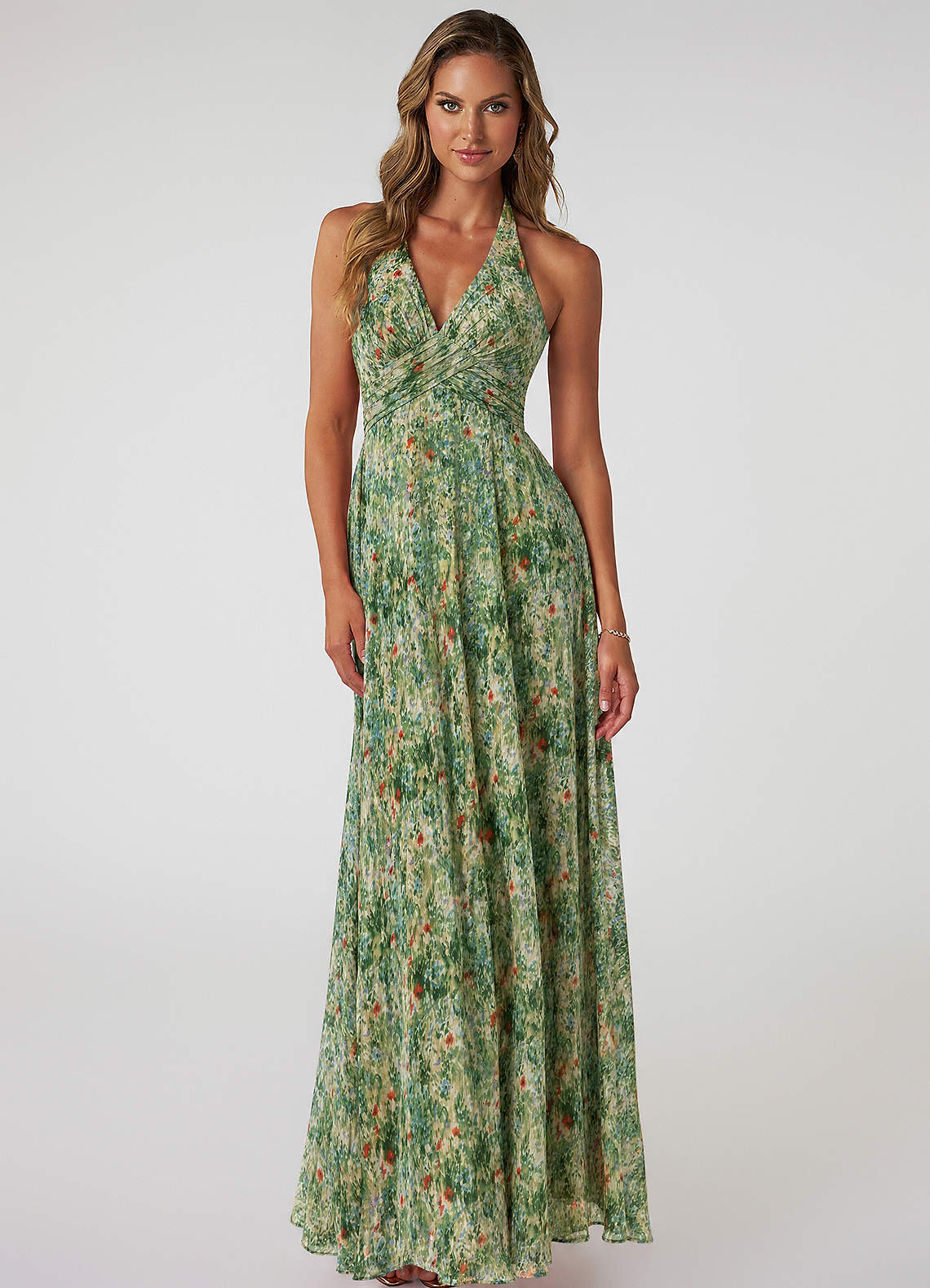 Tessie A-Line V-Neck Chiffon Bridesmaid Dress in Meadow Bloom