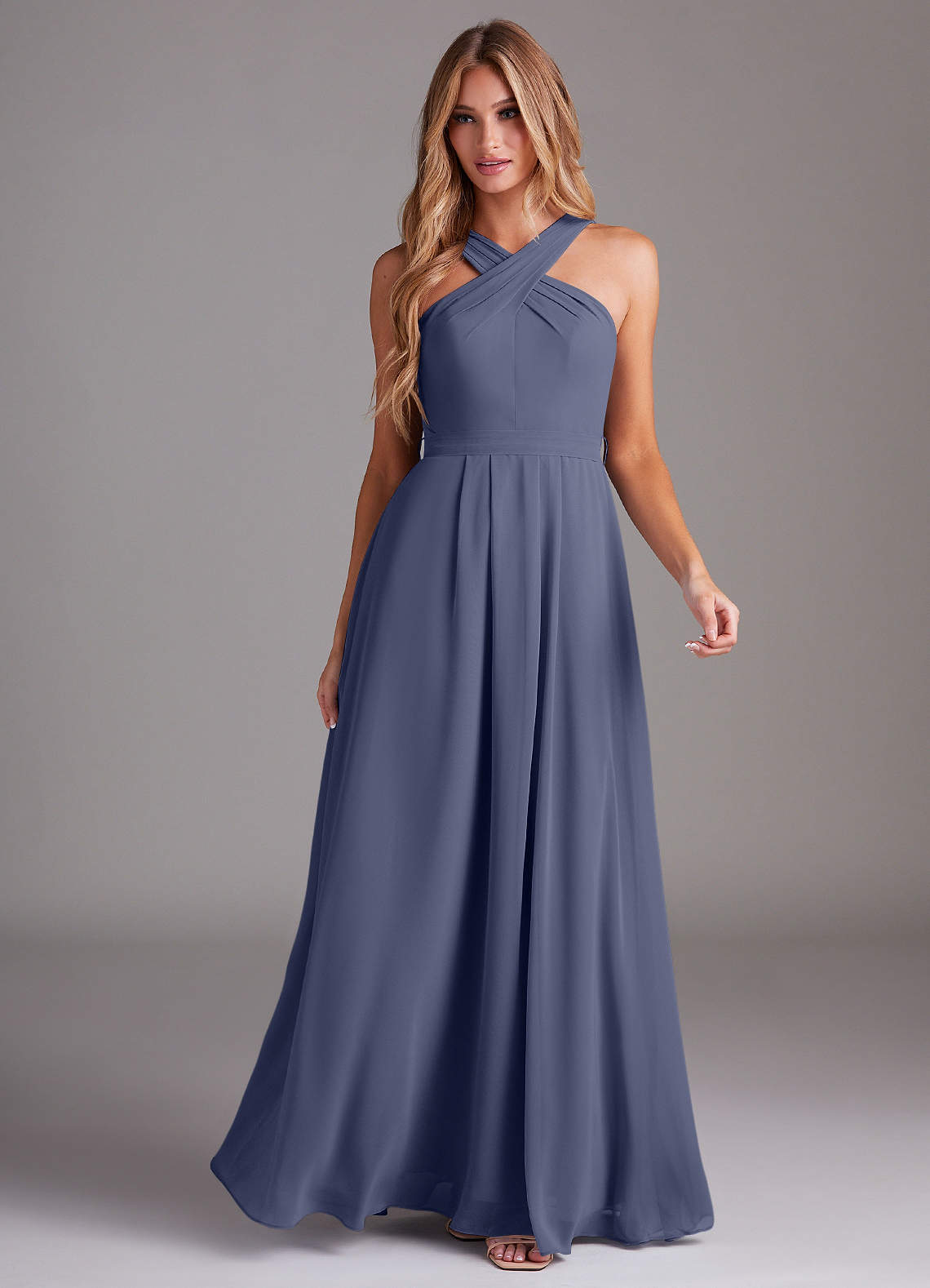 Dixie A-Line Halter Chiffon Bridesmaid Dress in Stormy