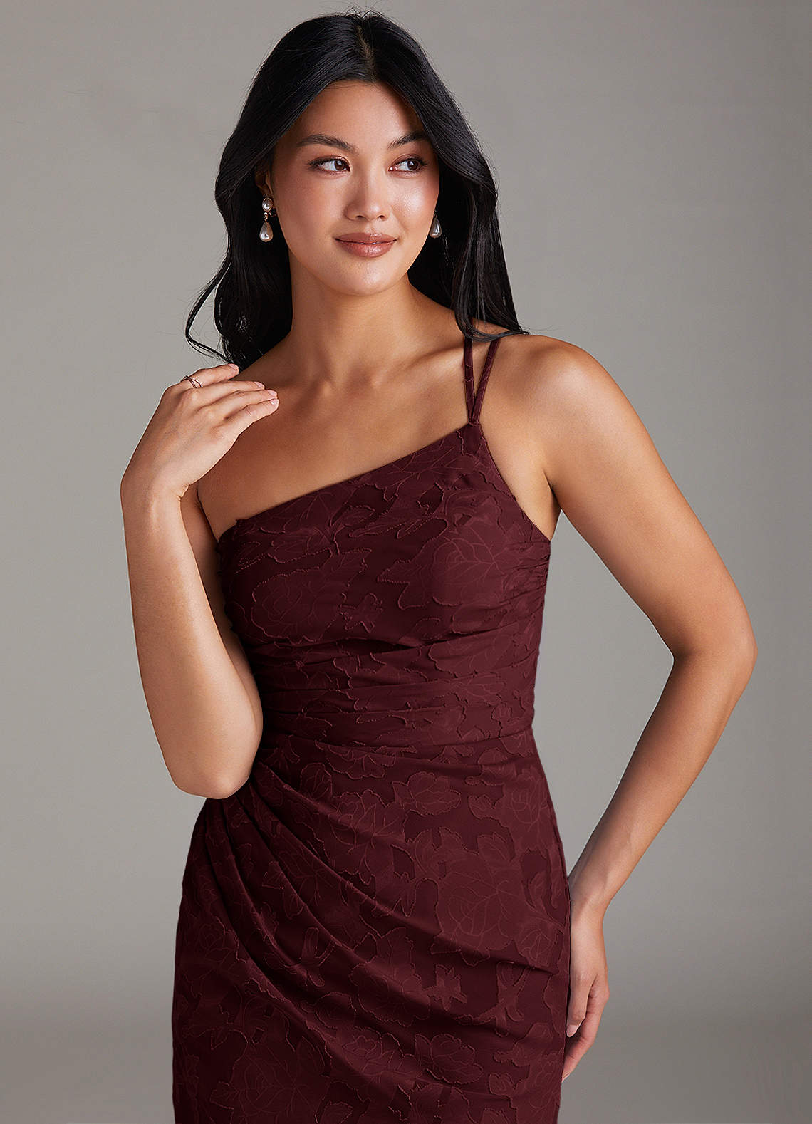 Eren Sheath One-Shoulder Floral Burnout Bridesmaid Dress
