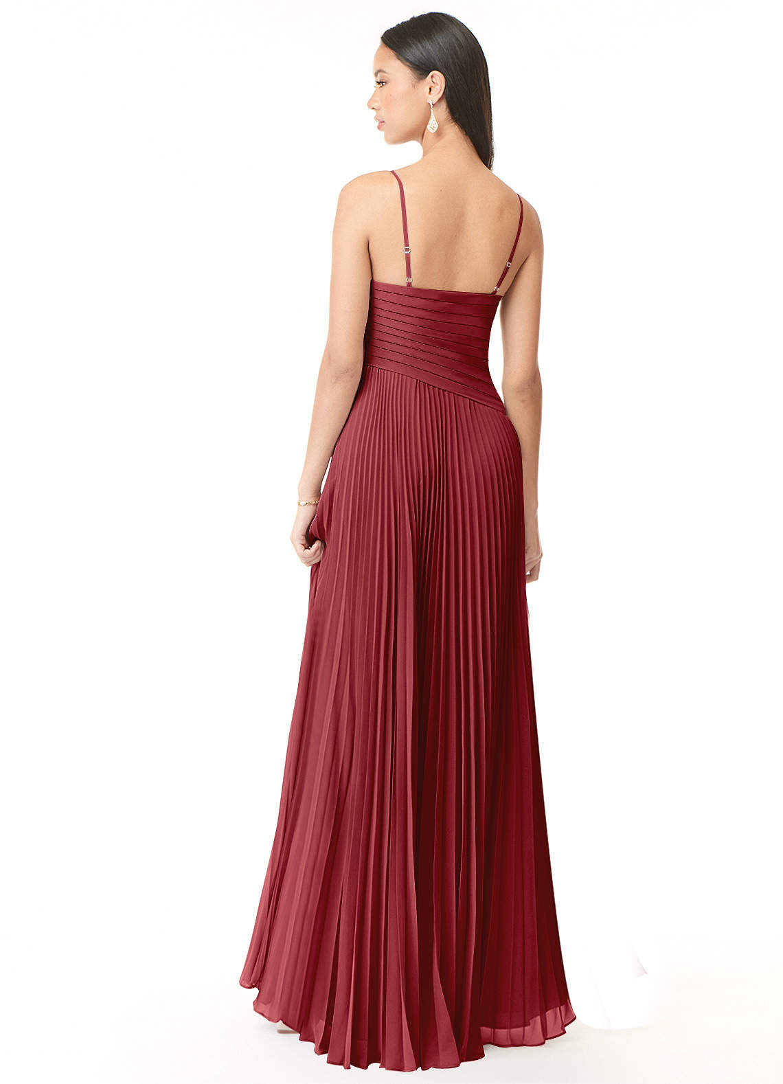 Vini A-Line V-Neck Chiffon Bridesmaid Dress in Pomegranate