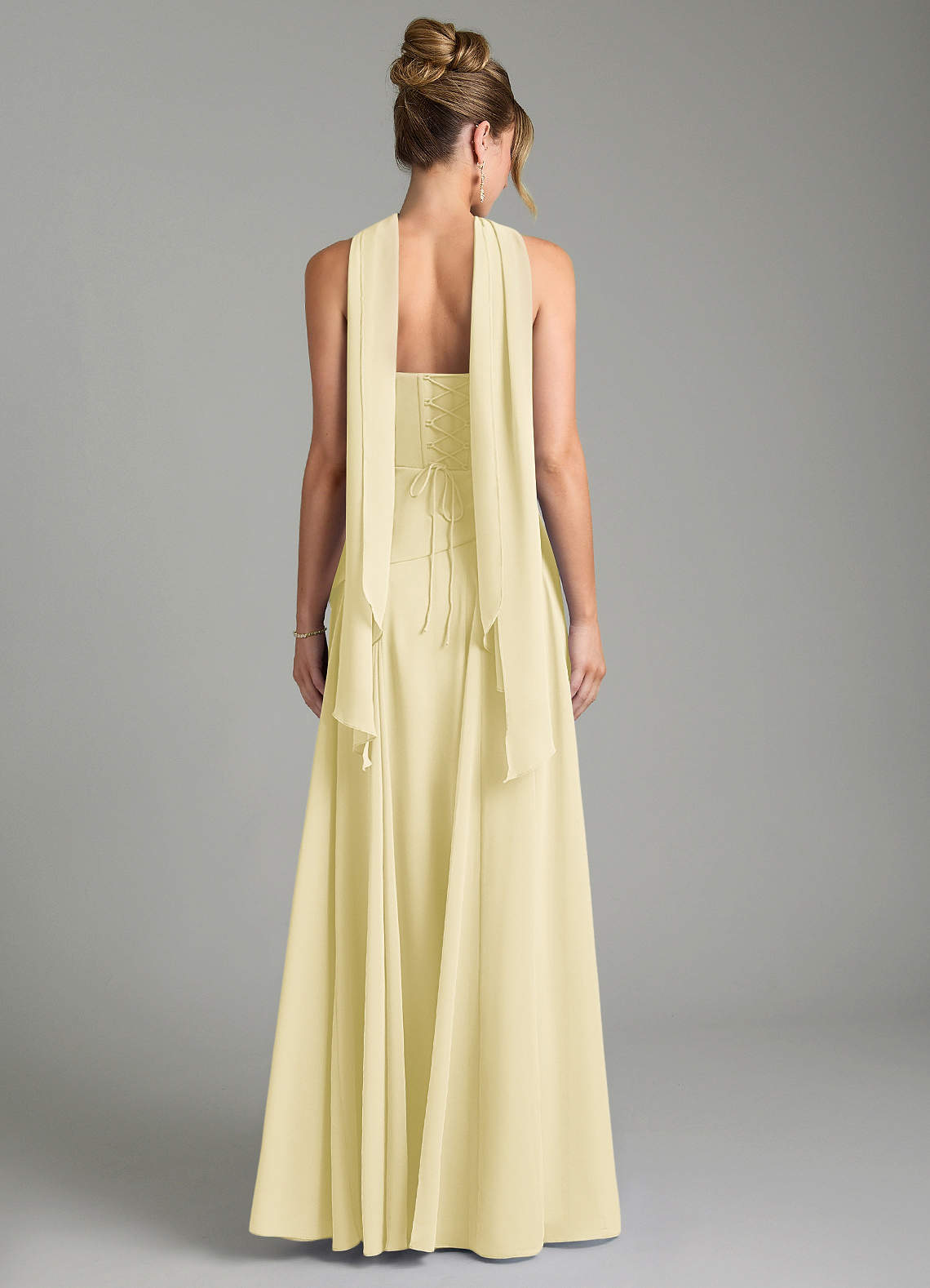 Gabriela A-Line Cowl-Neck Chiffon Bridesmaid Dress in Lemon Sorbet