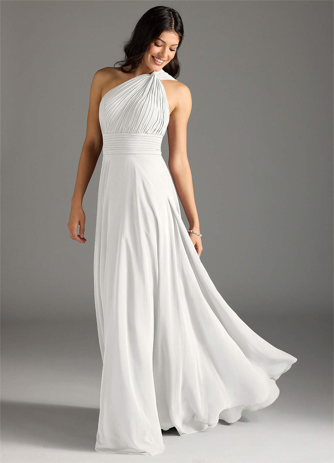 Charlize A-Line One-Shoulder Chiffon Bridesmaid Dress in white