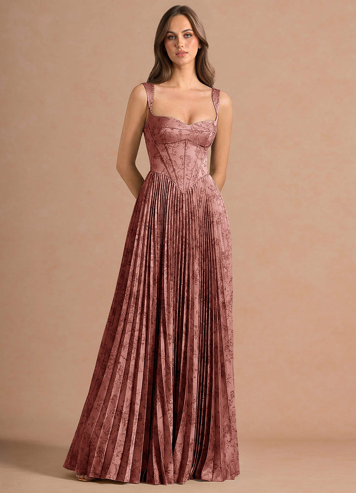 Isonelle A-Line Sweetheart Jacquard Wedding Guest Dress in Vintage Rose