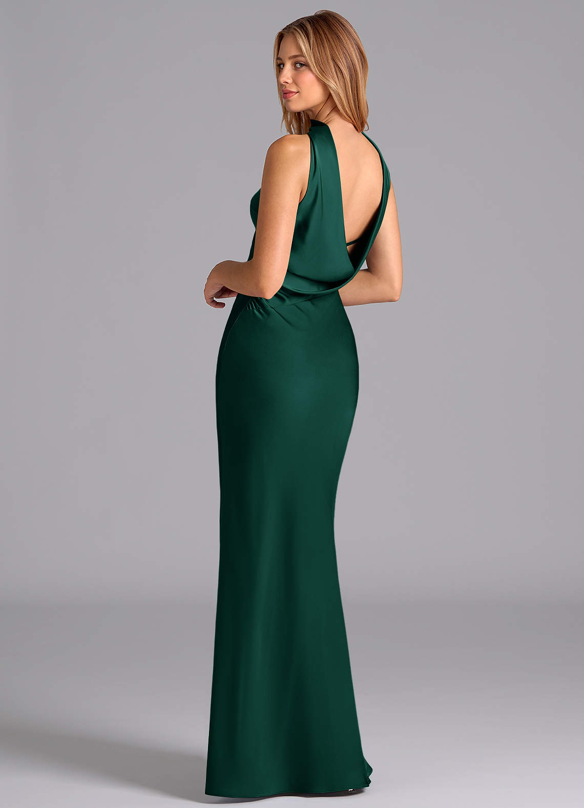 Lusinda Mermaid Strapless Stretch Satin Bridesmaid Dress in Emerald