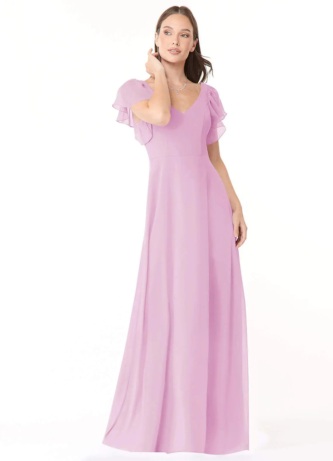 Syenna A-Line V-Neck Chiffon Bridesmaid Dress in candy pink