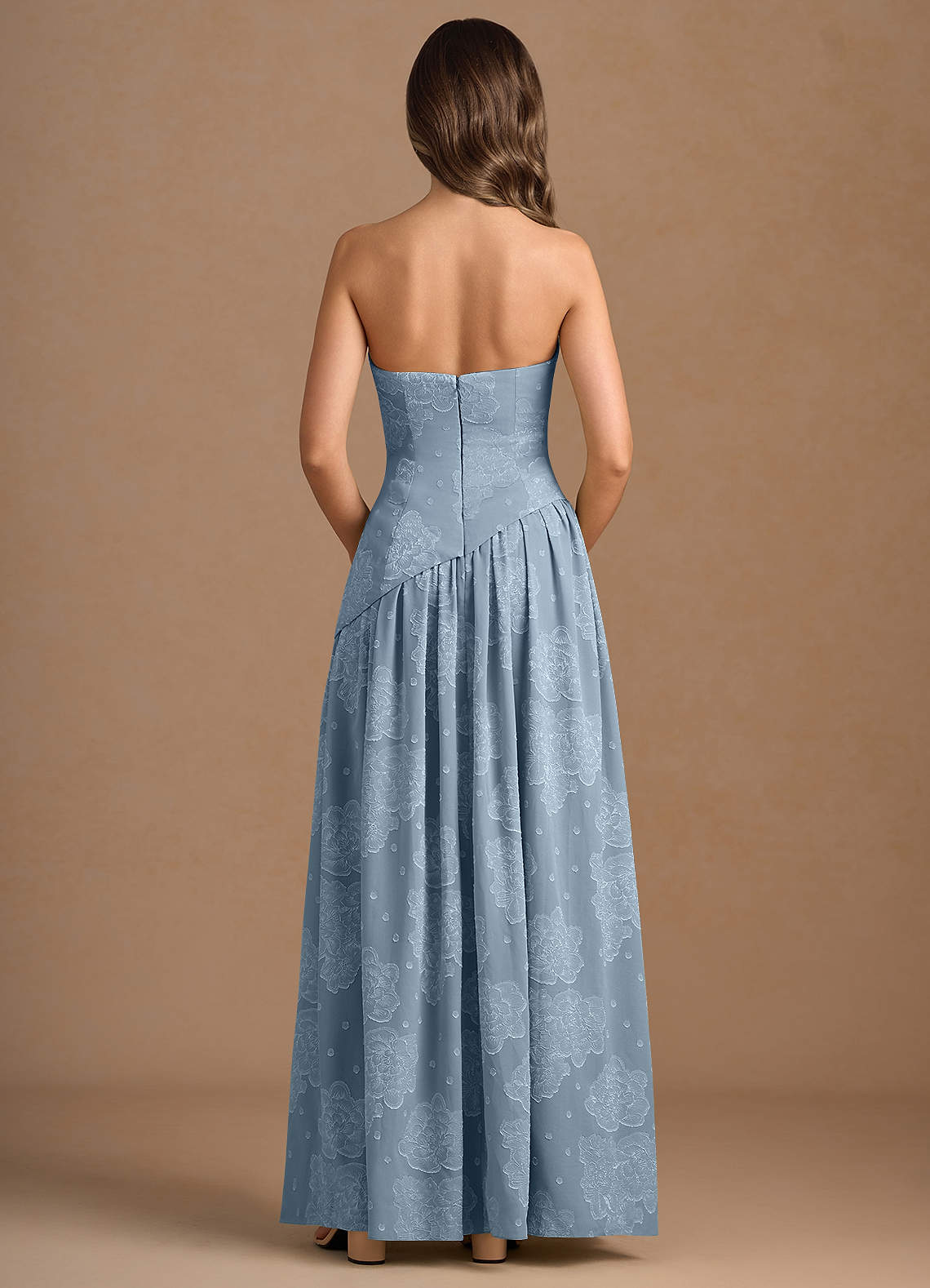 Marcella A-Line Corset Chiffon Burnout Wedding Guest Dress in Powder Blue