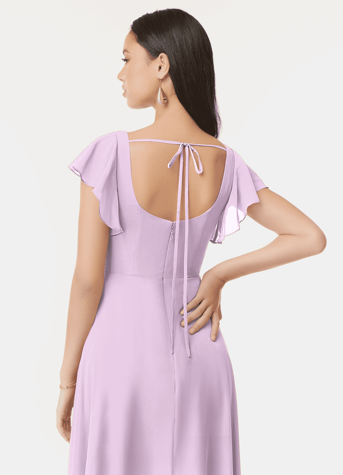 Bondi A-Line Square-Neck Chiffon Bridesmaid Dress in Frosted Lilac