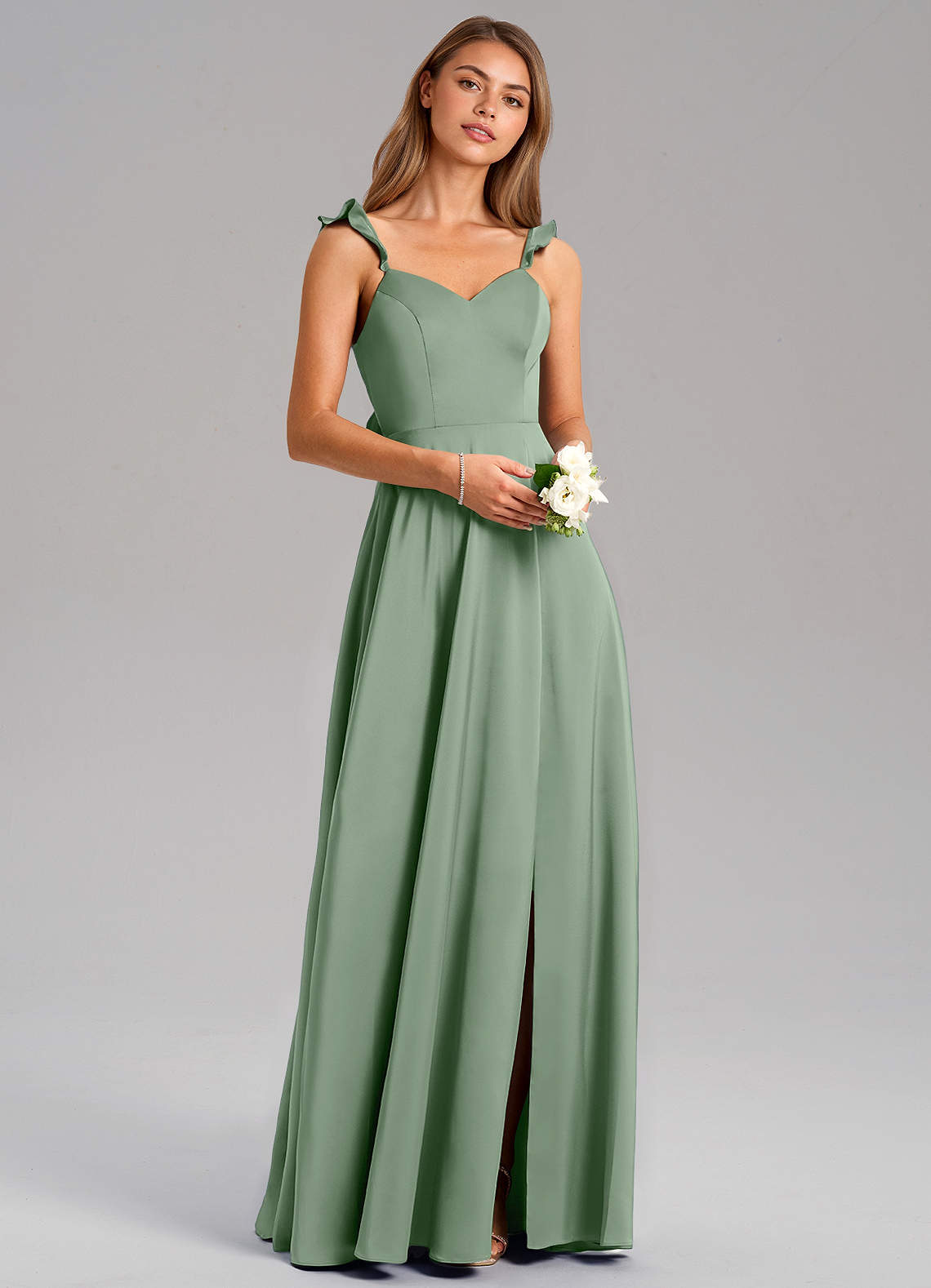 Everett A-Line V-Neck Chiffon Bridesmaid Dress in Matcha