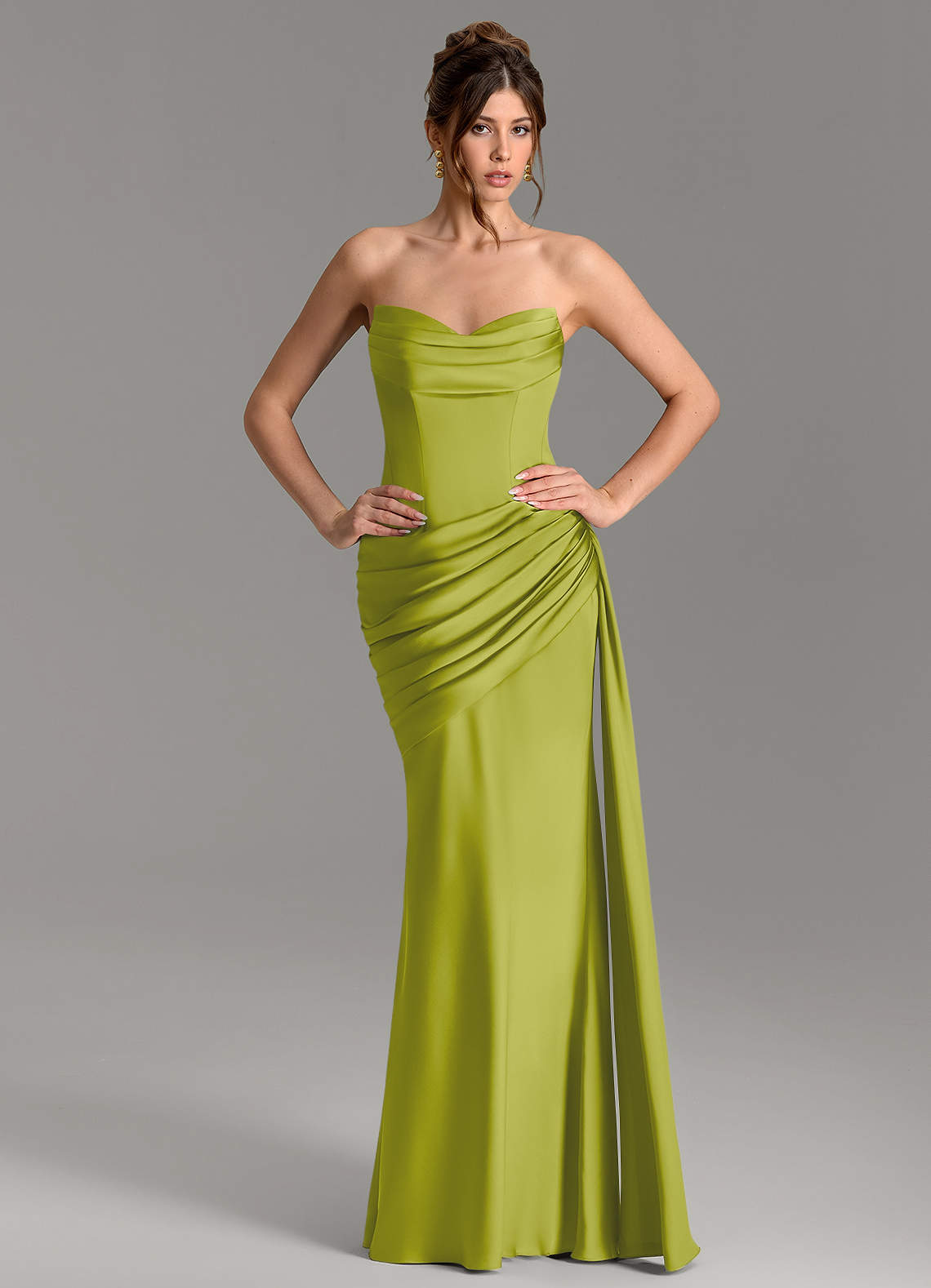 Zorah Mermaid Sweetheart Stretch Satin Bridesmaid Dress in Lemongrass