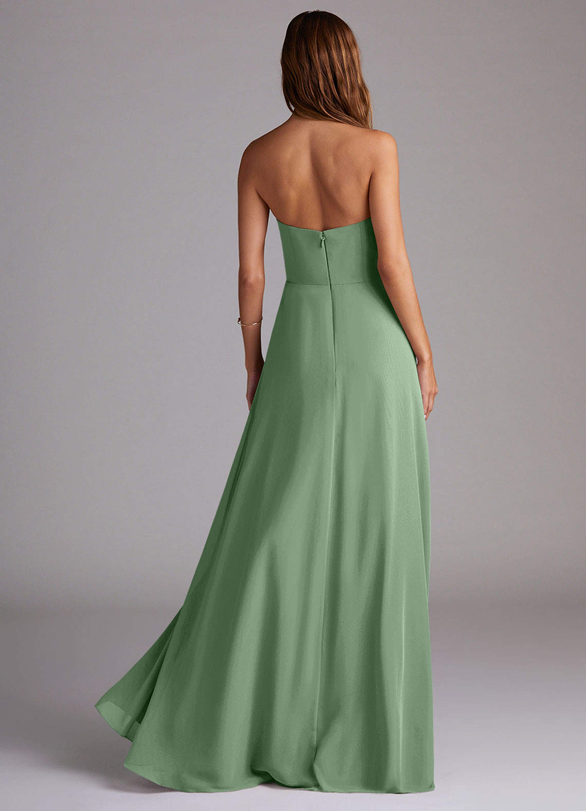 Wren A-Line Straight-Neck Chiffon Bridesmaid Dress in Matcha