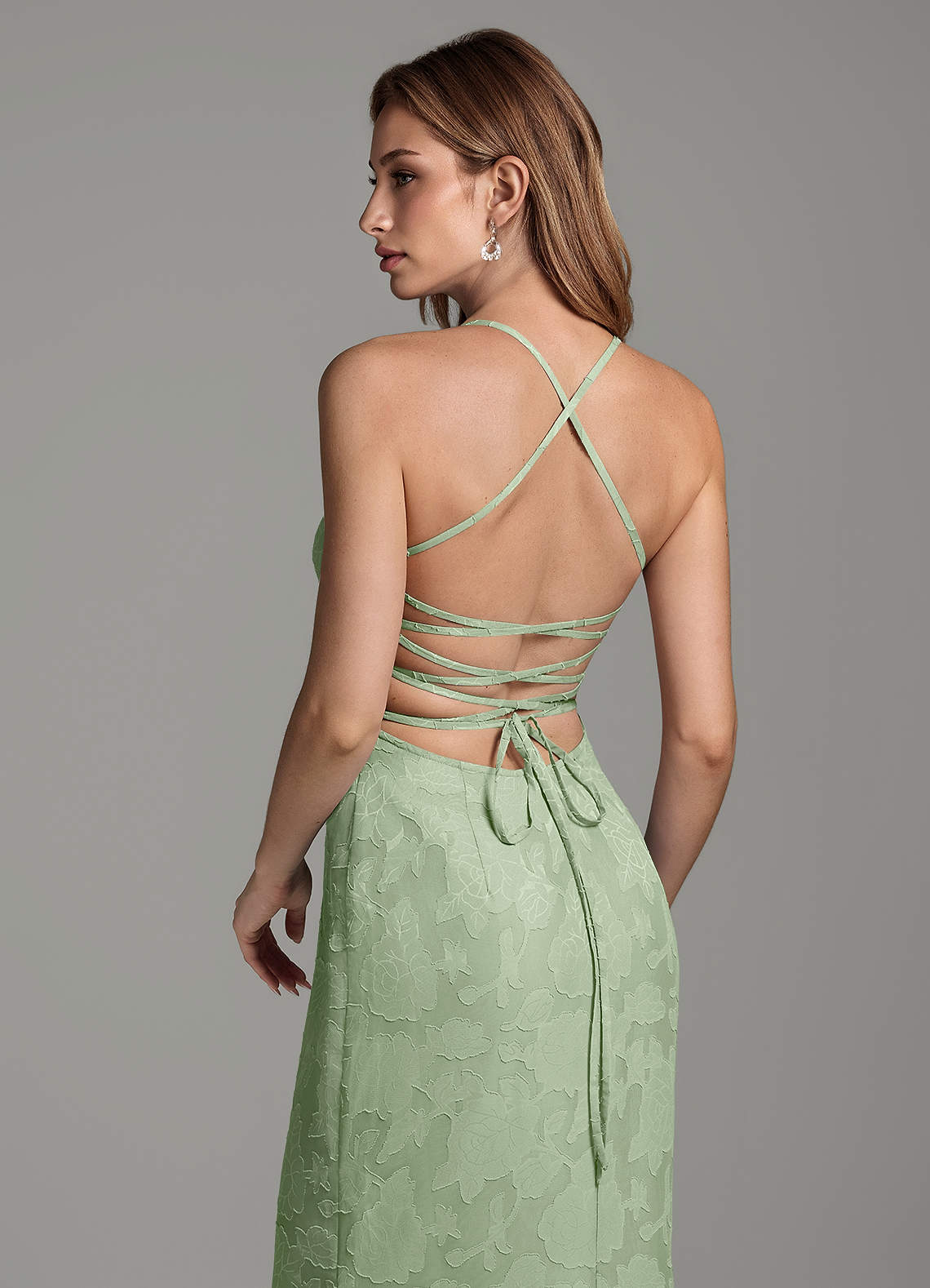 Dara Mermaid Sweetheart Floral Burnout Bridesmaid Dress in Dusty Sage