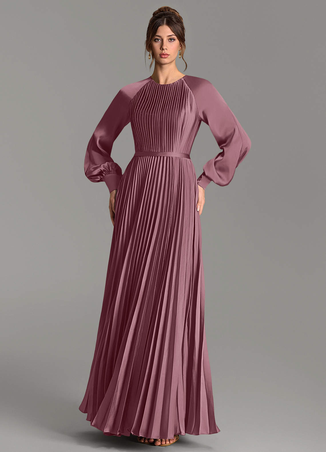 Grayson A-Line Scoop-Neck Stretch Satin Bridesmaid Dress in Amethyst