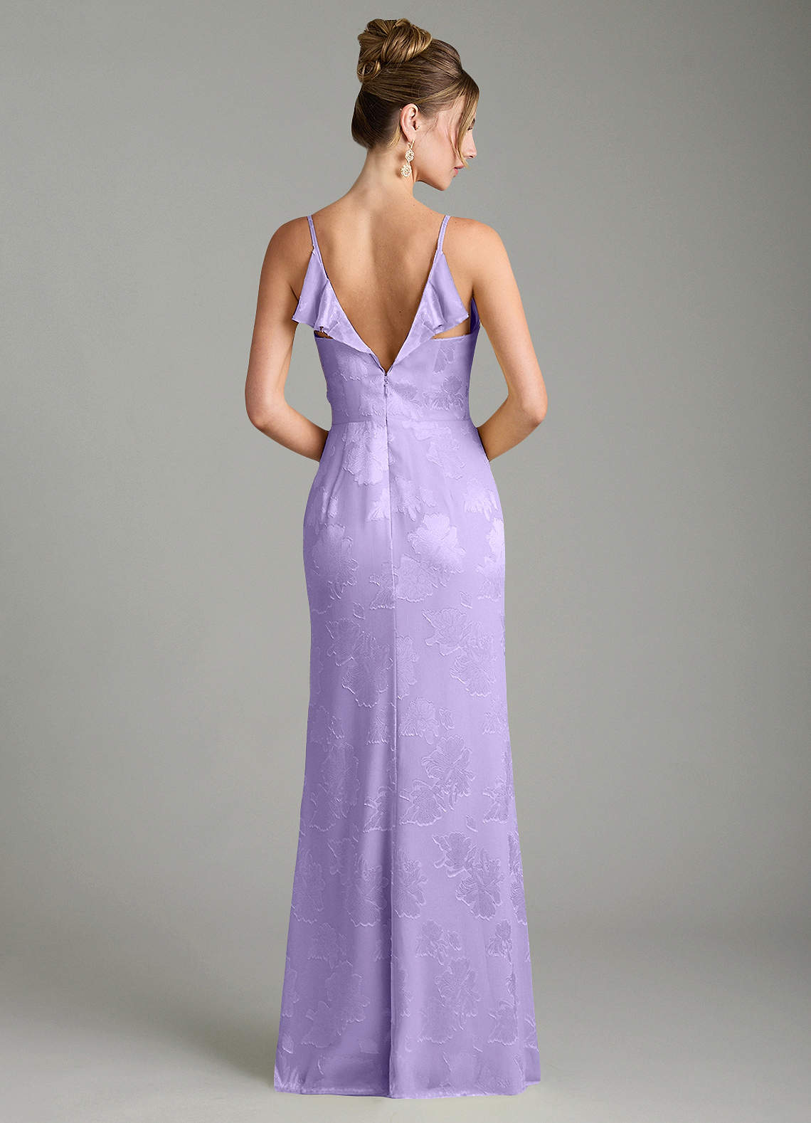 Larsa Mermaid V-Neck Jacquard Bridesmaid Dress in Lilac
