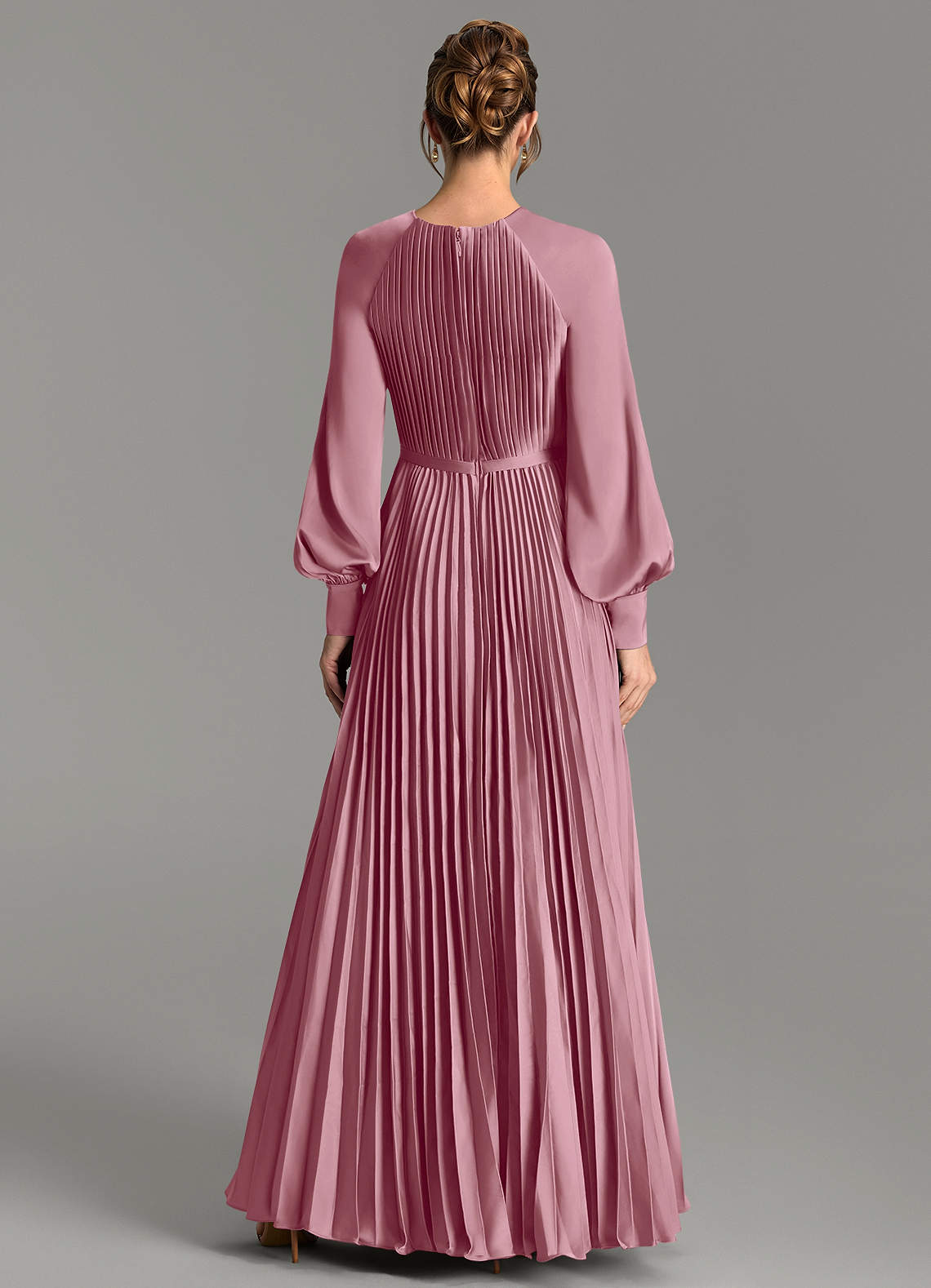 Grayson A-Line Scoop-Neck Stretch Satin Bridesmaid Dress in Vintage Mauve