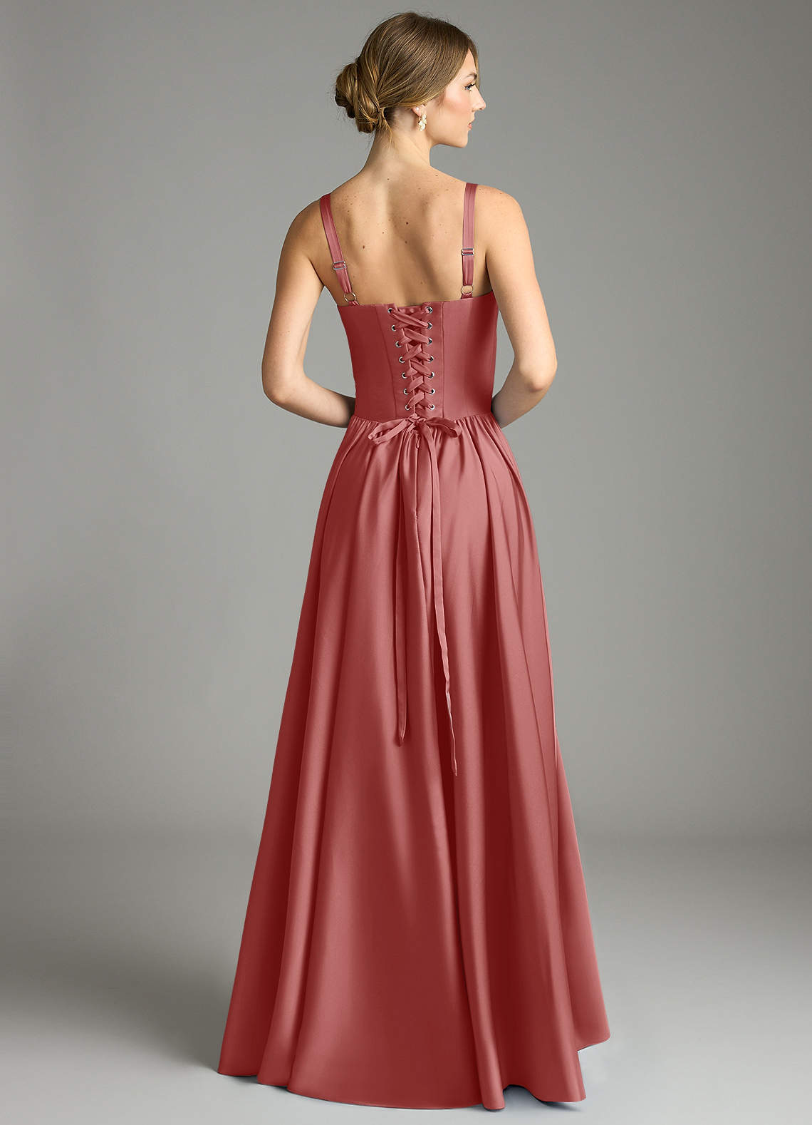 Evadina A-Line Sweetheart Stretch Satin Bridesmaid Dress in Antique Rose