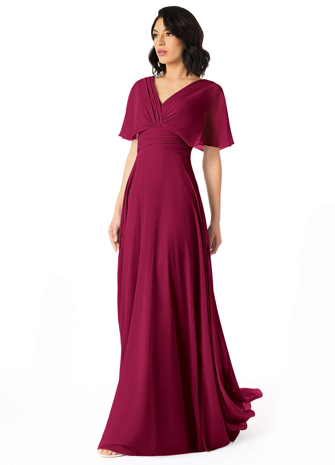 Pamela A-Line V-Neck Chiffon Bridesmaid Dress in Burgundy