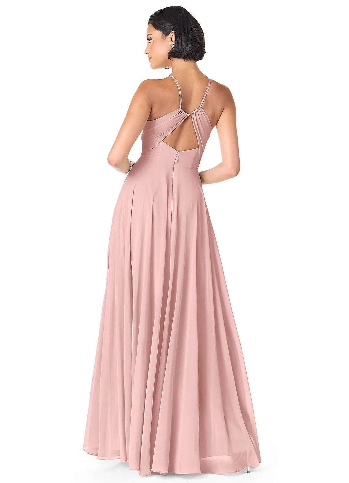 Avelina A-Line V-Neck Chiffon Bridesmaid Dress in Powder Pink