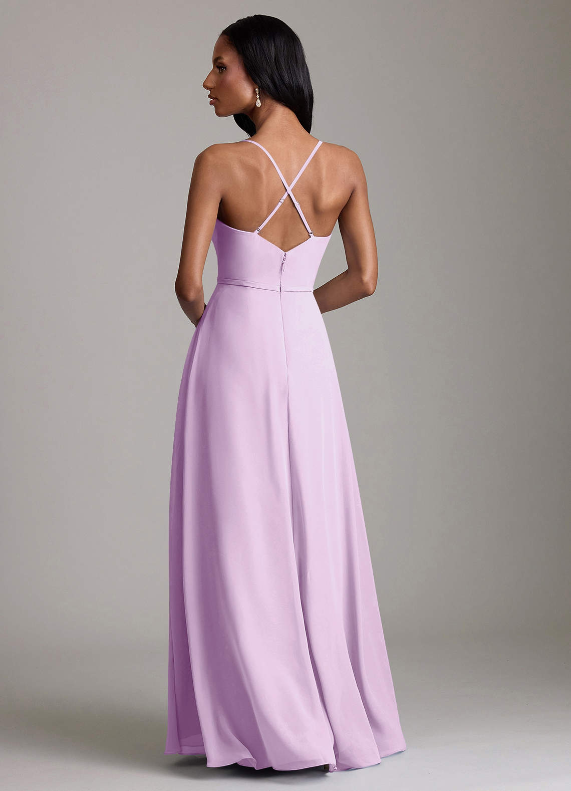 Naeem A-Line V-Neck Chiffon Bridesmaid Dress in Frosted Lilac