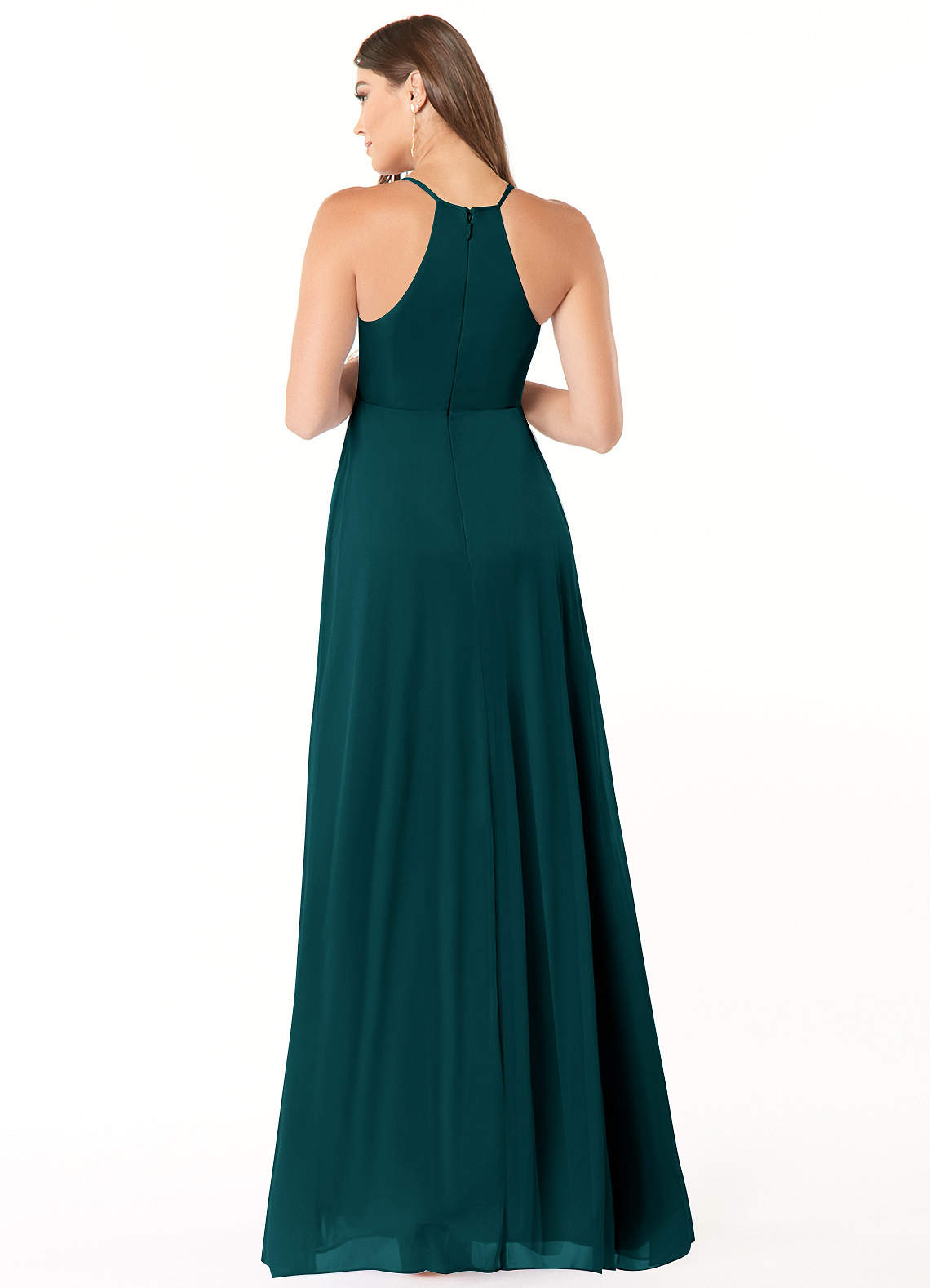 Annabelle A-Line V-Neck Mesh Bridesmaid Dress in Peacock
