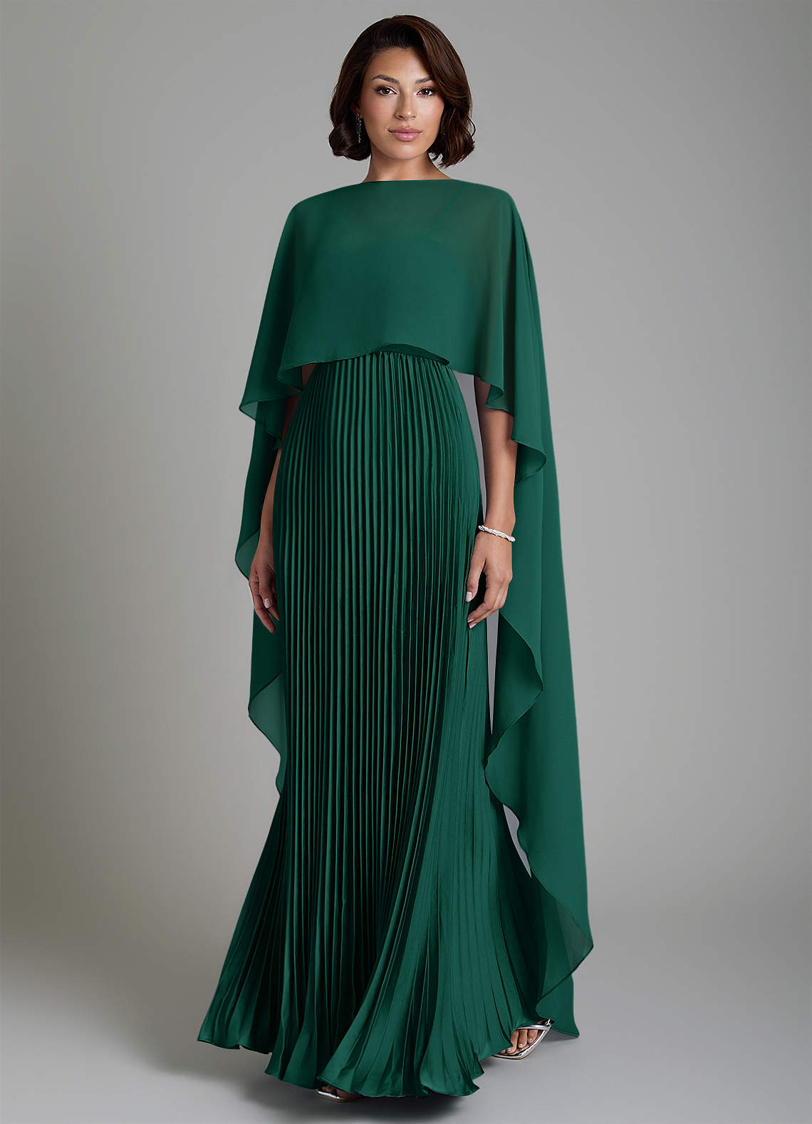 Micah A-Line Sweetheart Stretch Satin and Chiffon Bridesmaid Dress in Emerald