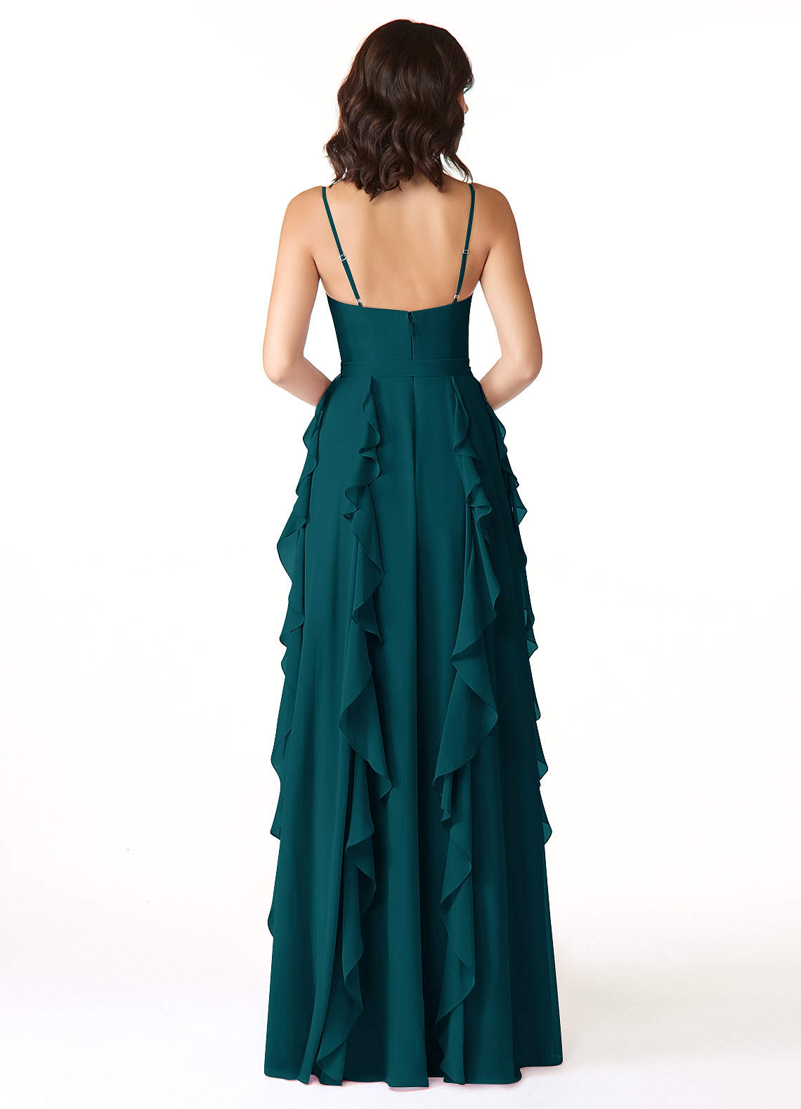 Peyton A-Line V-Neck Chiffon Bridesmaid Dress in Pine