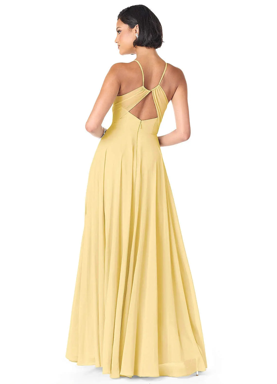 Avelina A-Line V-Neck Chiffon Bridesmaid Dress in Butter