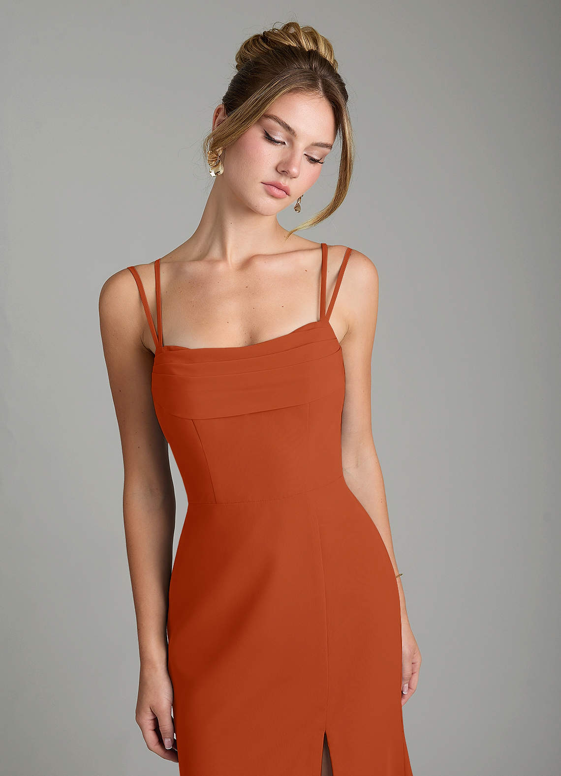 Egypt Sheath Sweetheart Chiffon Bridesmaid Dress in Burnt Orange