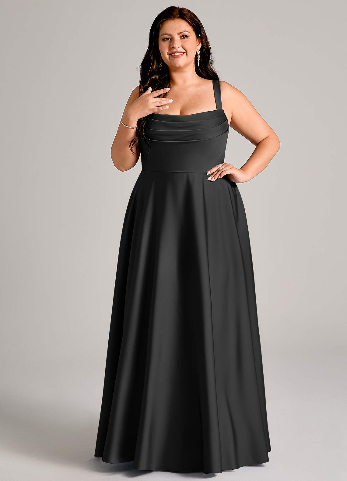 Shaude A-Line Square-Neck Stretch Satin Bridesmaid Dress
