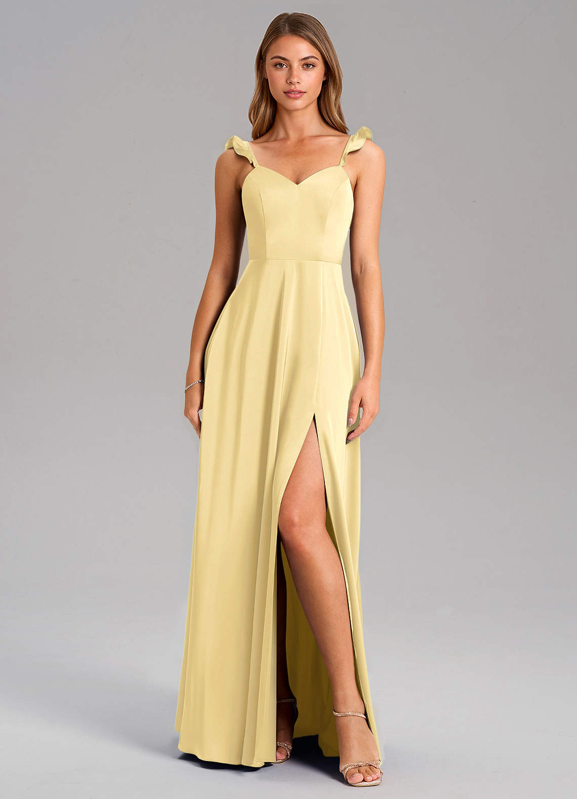 Everett A-Line V-Neck Chiffon Bridesmaid Dress in Butter