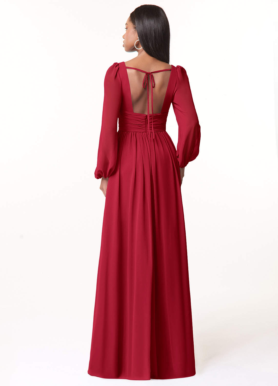 Norah A-Line V-Neck Chiffon Bridesmaid Dress in Scarlet
