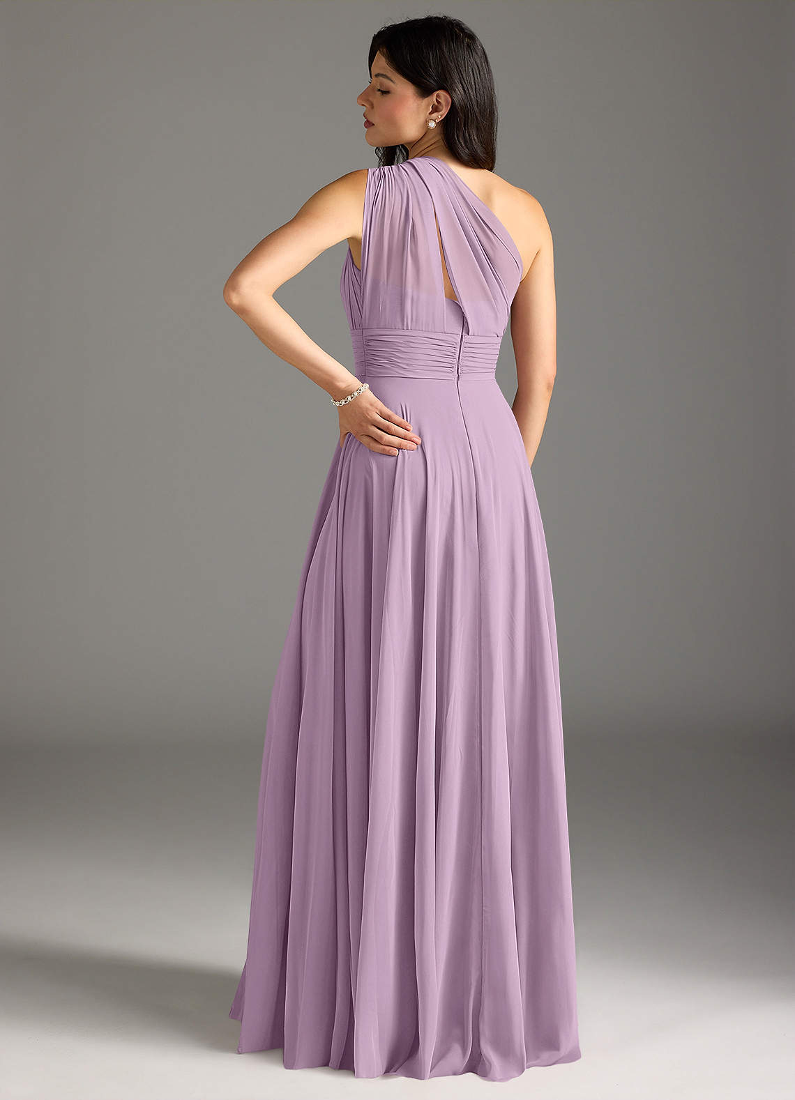 Charlize A-Line One-Shoulder Chiffon Bridesmaid Dress in Wisteria