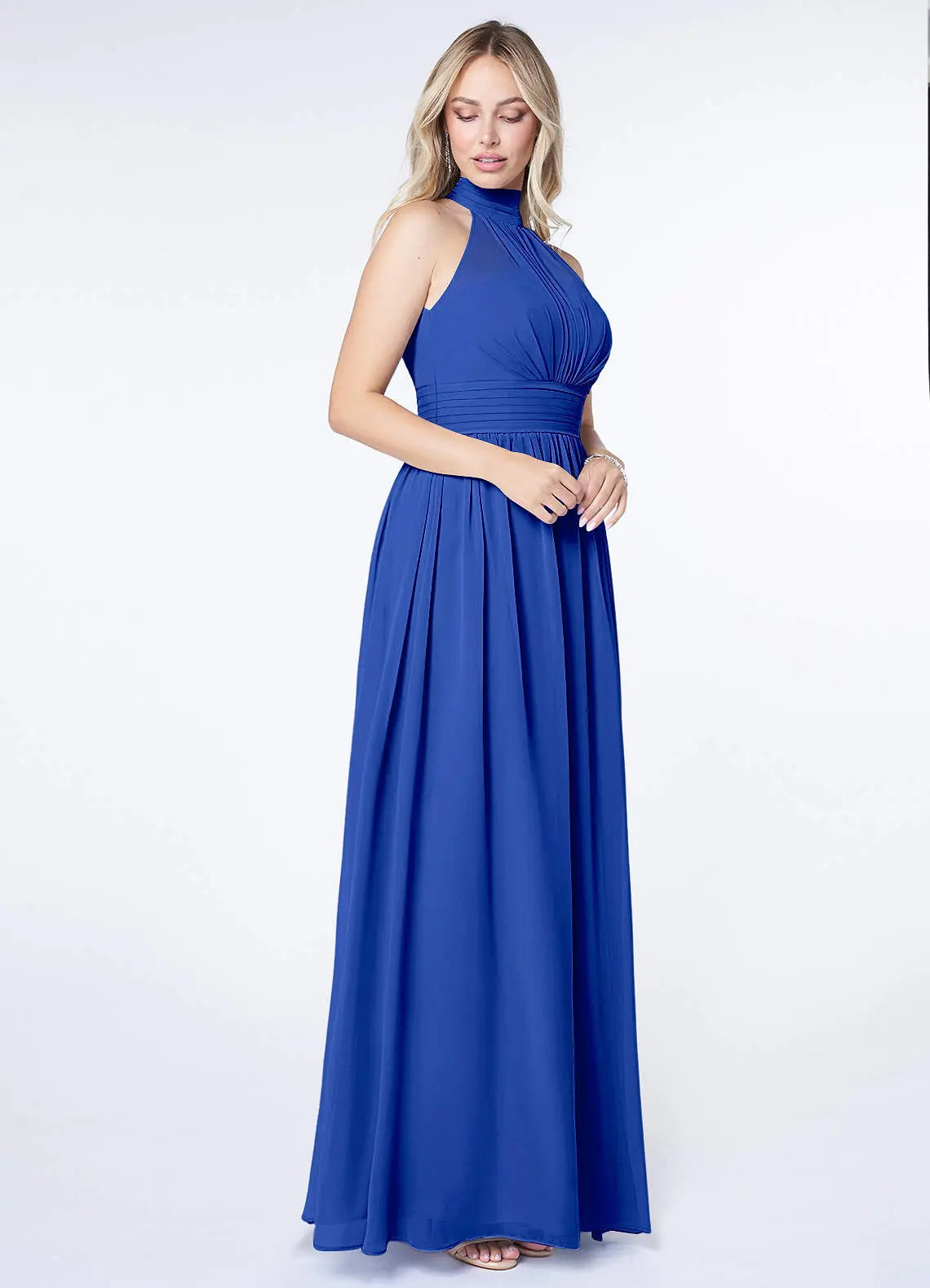 Iman A-Line Halter Chiffon Bridesmaid Dress in Royal Blue