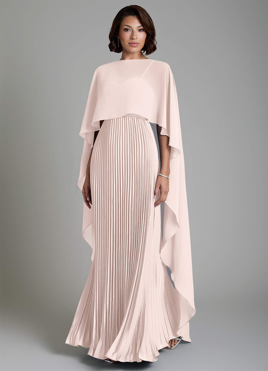 Micah A-Line Sweetheart Stretch Satin and Chiffon Bridesmaid Dress in Blushing Pink