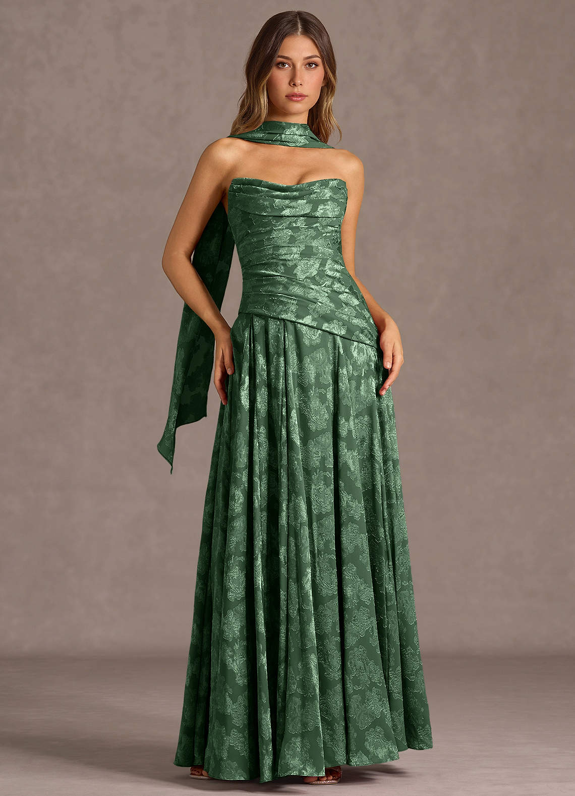 Gabriela A-Line Corset Fil Coupé Wedding Guest Dress in Eucalyptus