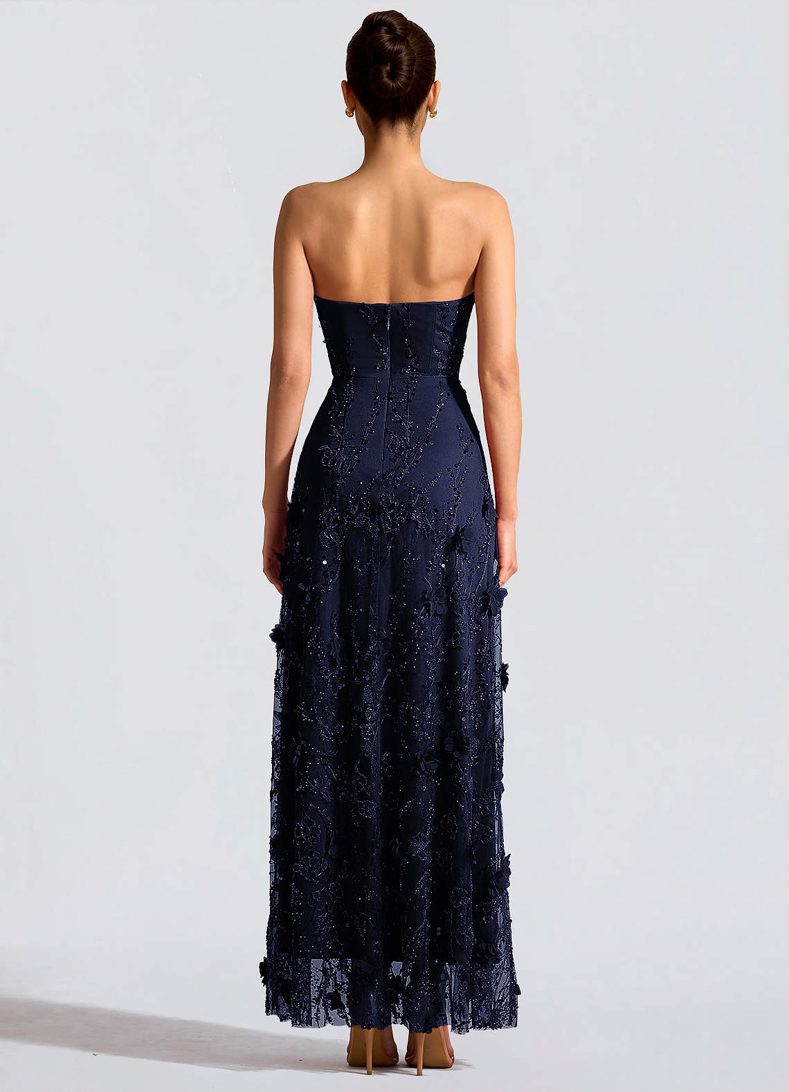 Fairuza A-Line Straight-Neck Tulle Wedding Guest Dress in Navy