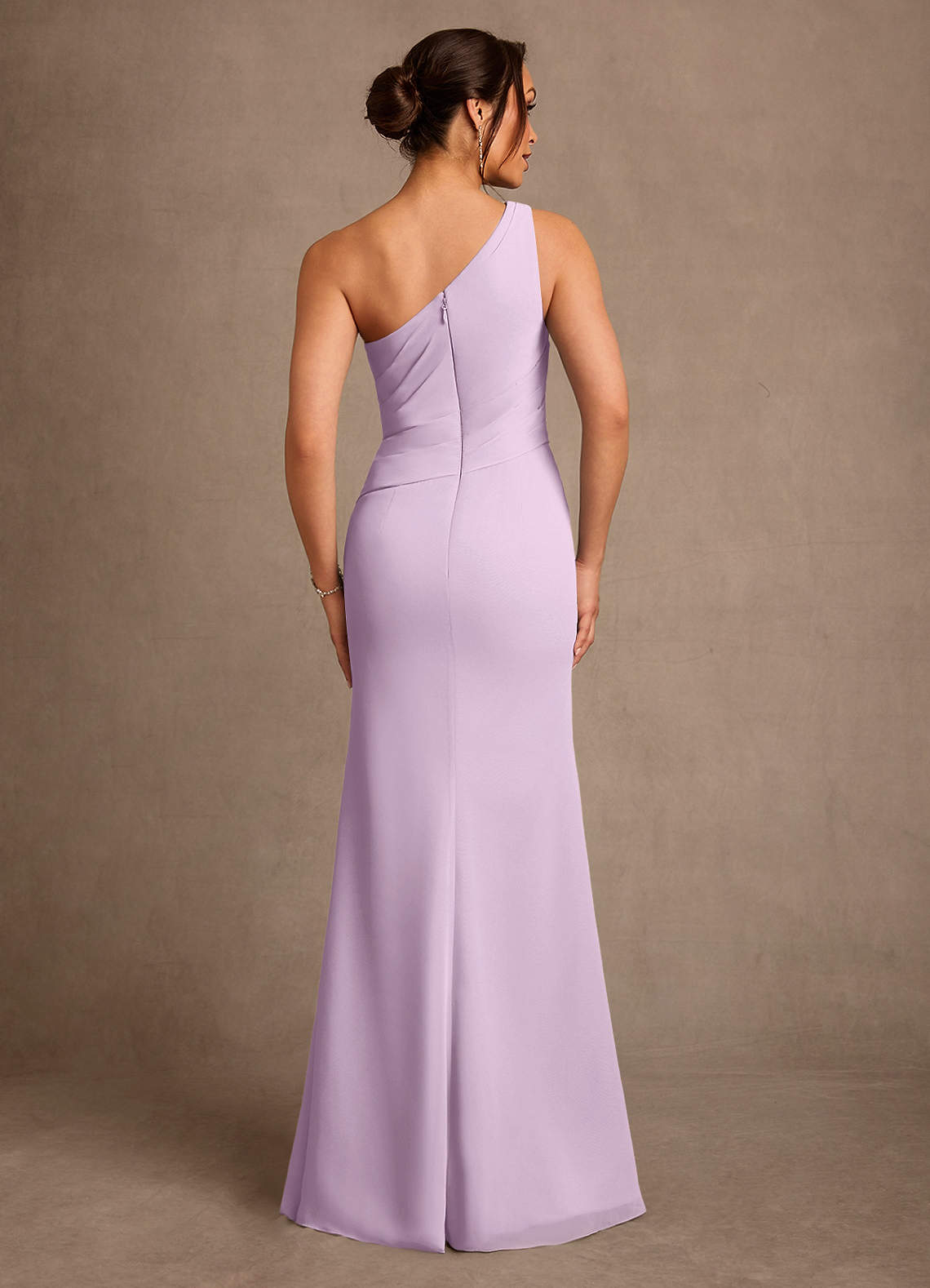 Floy Sheath One-Shoulder Chiffon Mother of the Bride Dress in Frosted Lilac