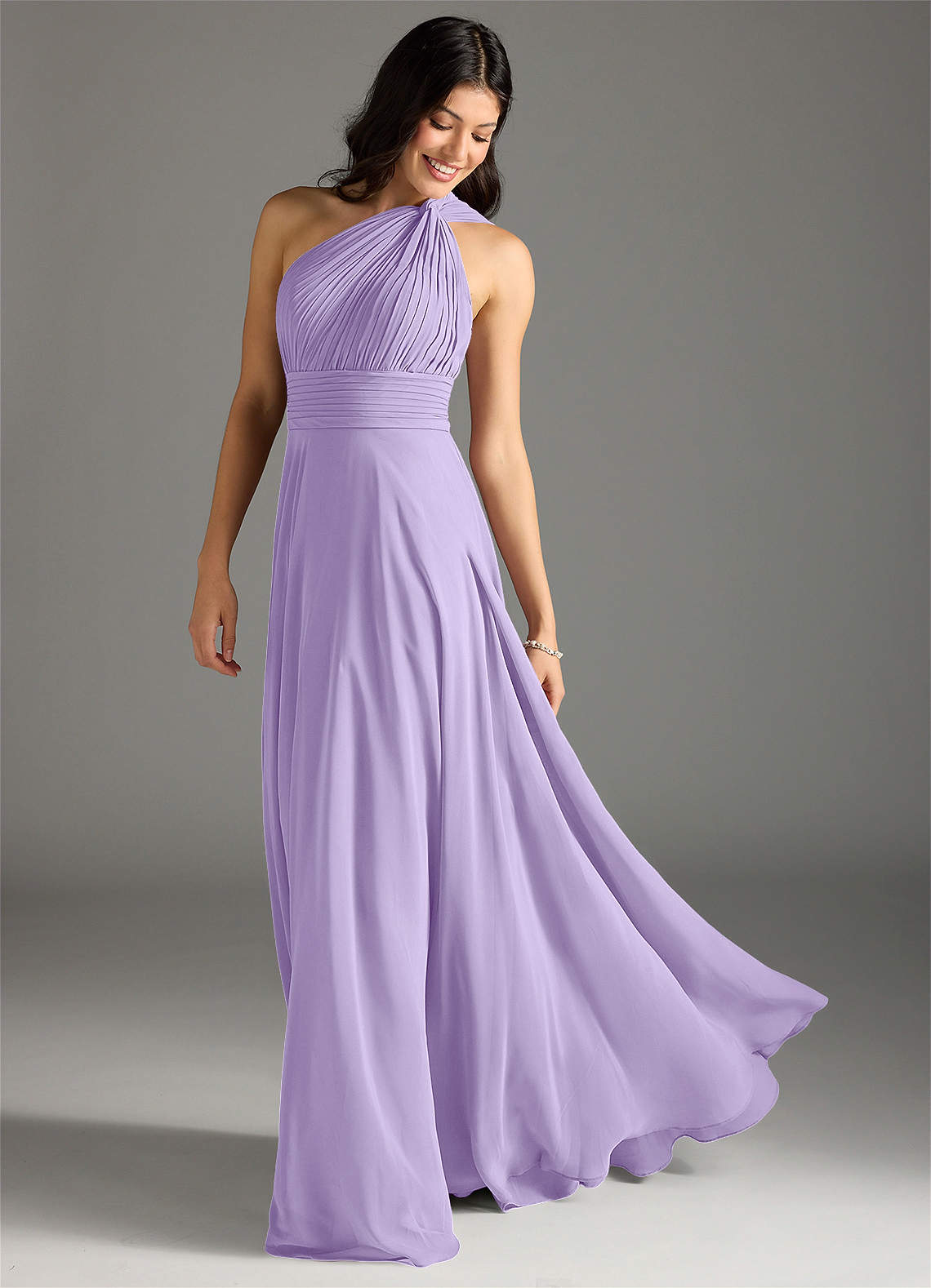 Charlize A-Line One-Shoulder Chiffon Bridesmaid Dress in Lilac