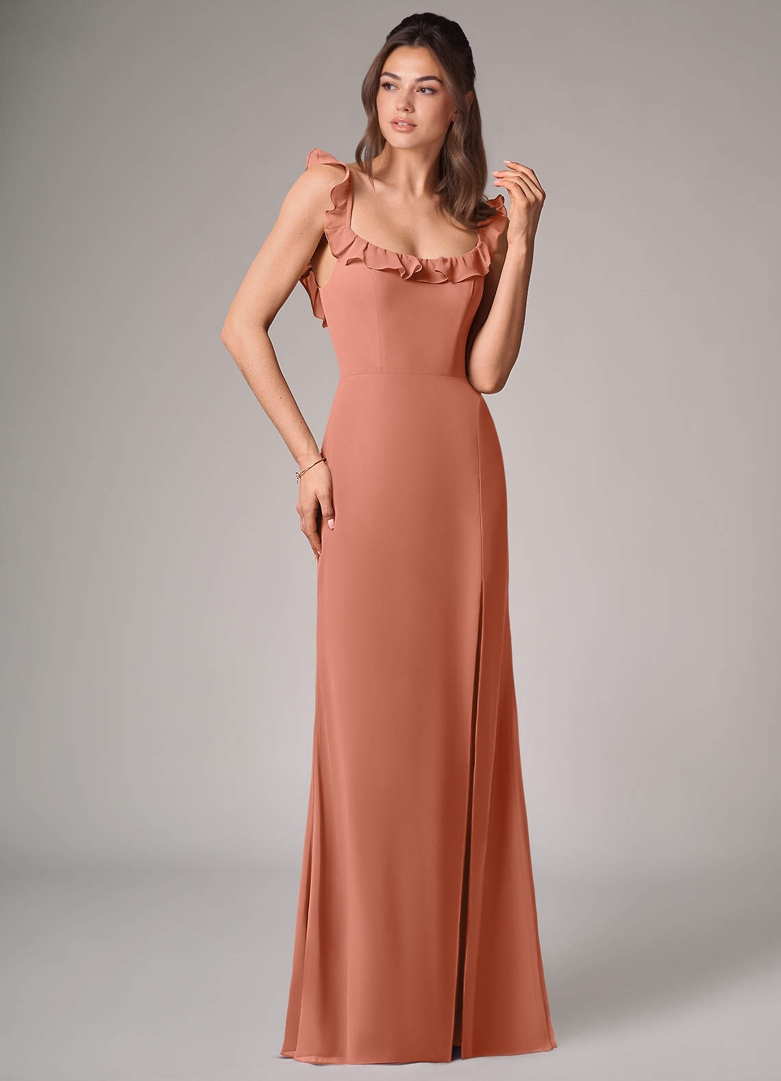 Callie Mermaid Scoop-Neck Chiffon Bridesmaid Dress in MAI TAI