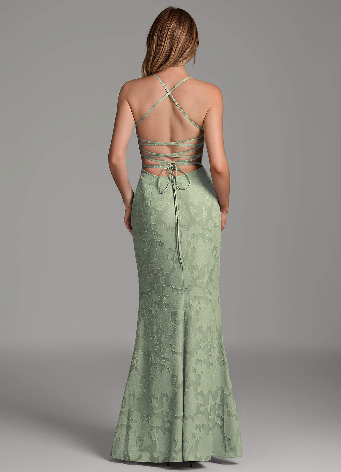 Dara Mermaid Sweetheart Floral Burnout Bridesmaid Dress in Agave